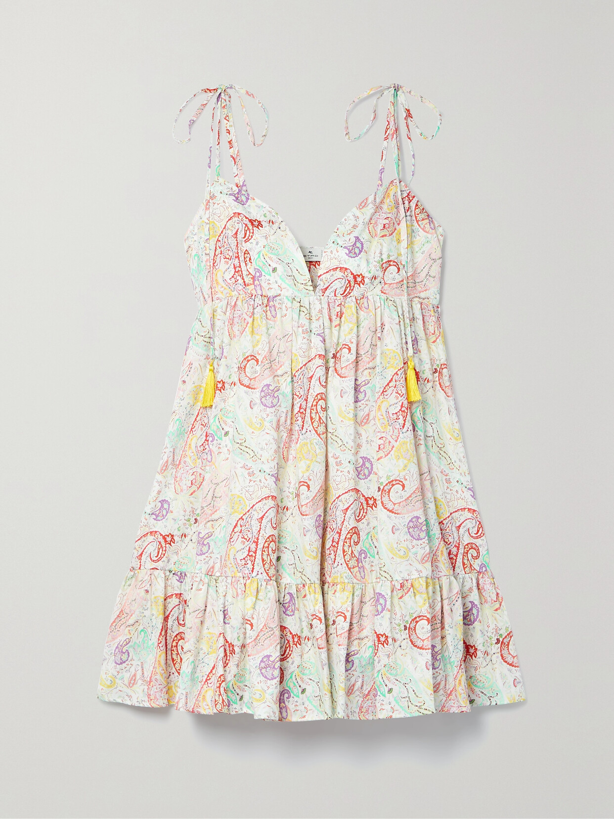 Etro Tiered Paisley-print Cotton Mini Dress - White