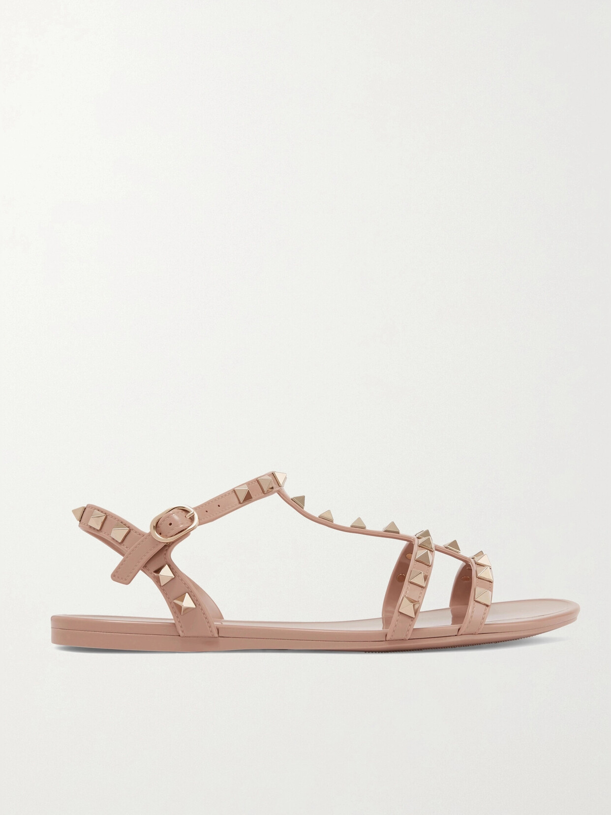 Shop Valentino Rockstud Rubber Sandals In Pink