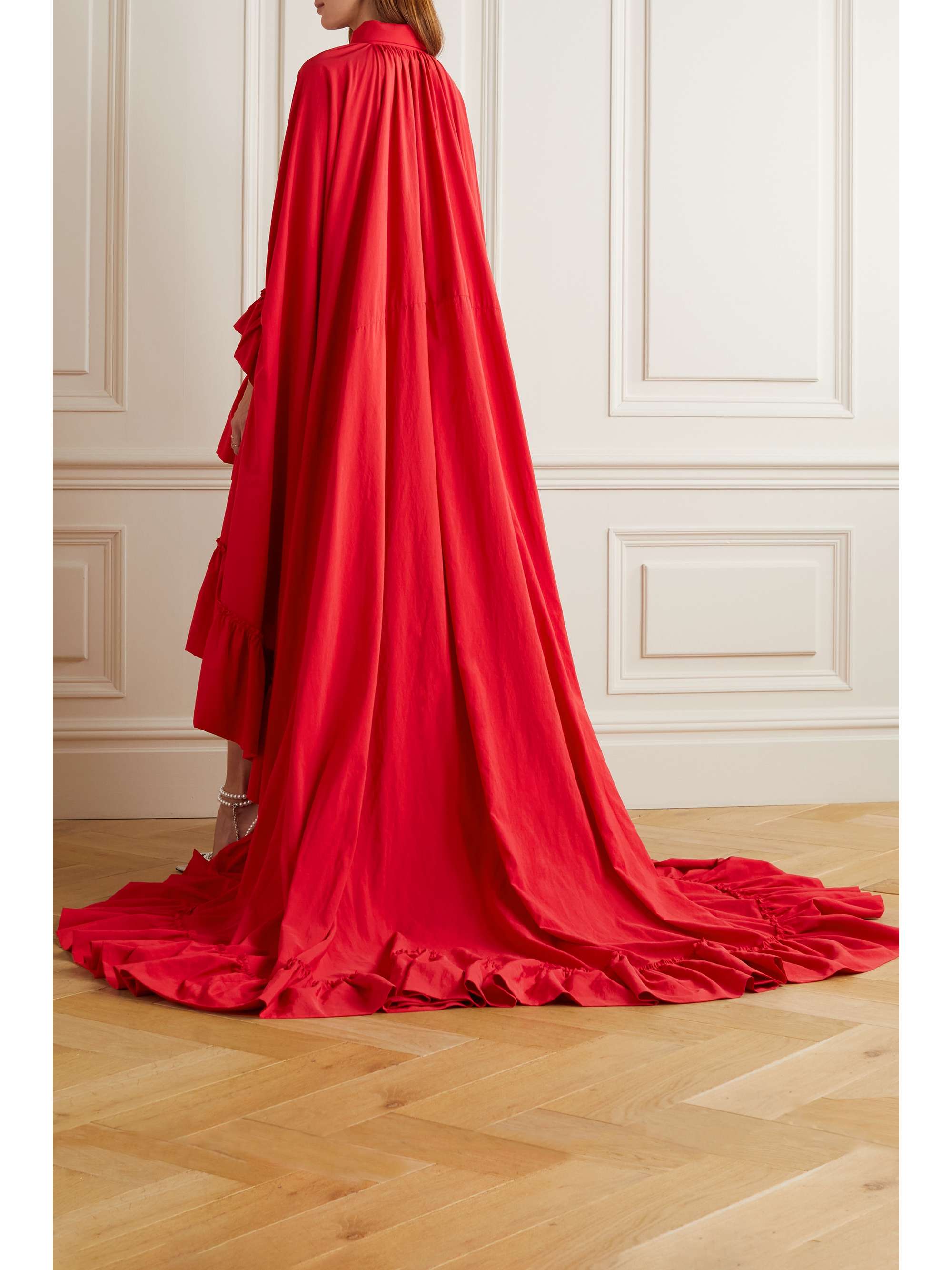 ruffle net gown