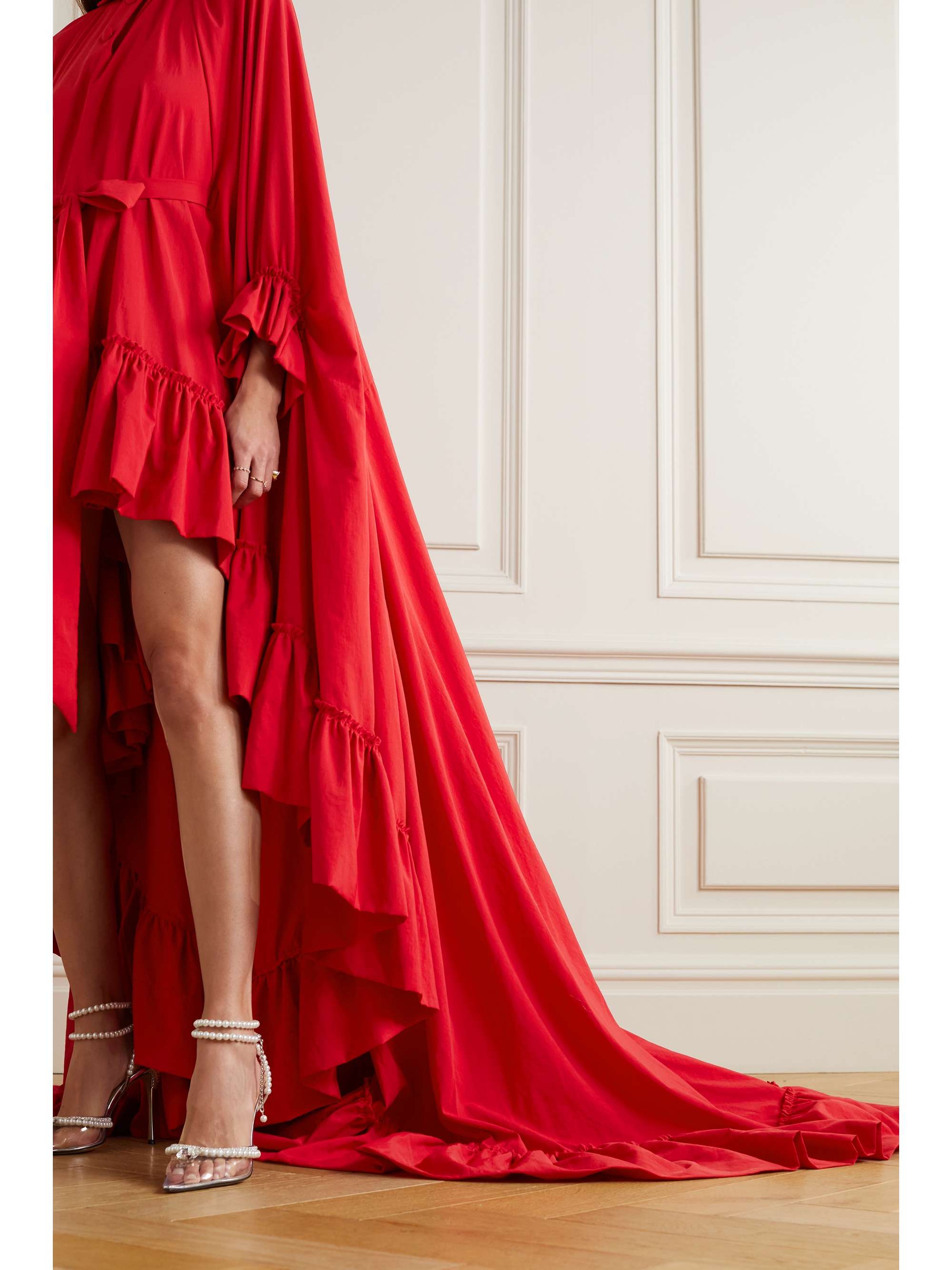 ruffle net gown