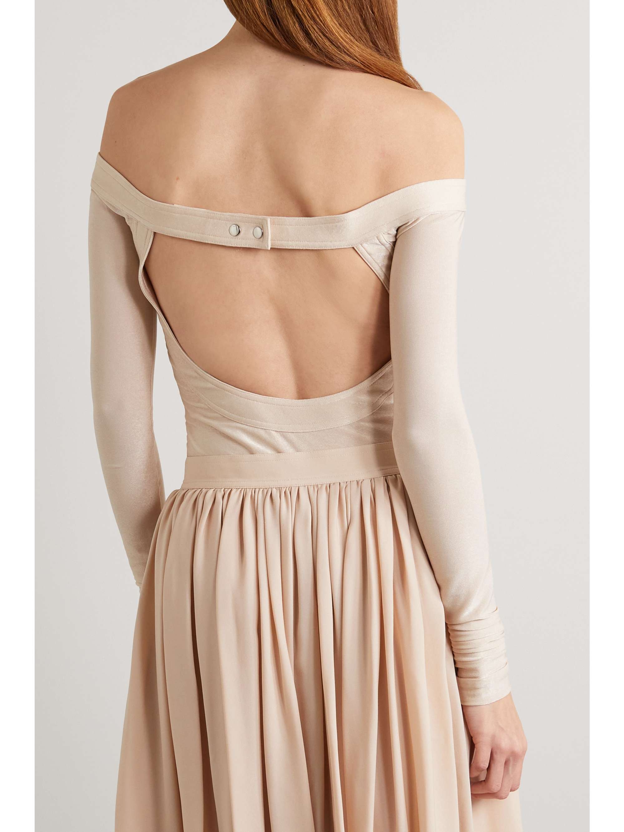 KHAITE Devon off-the-shoulder open-back jersey bodysuit