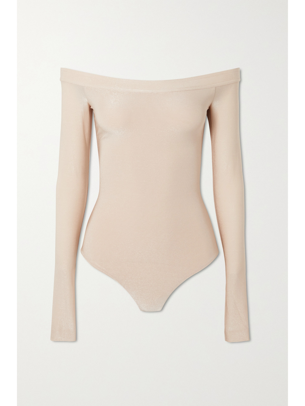 Khaite Devon Off-the-shoulder Open-back Jersey Bodysuit In Blush | ModeSens