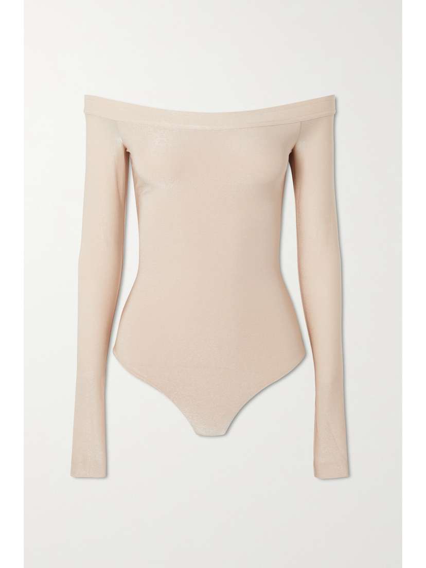 Khaite Devon Off-the-shoulder Open-back Jersey Bodysuit