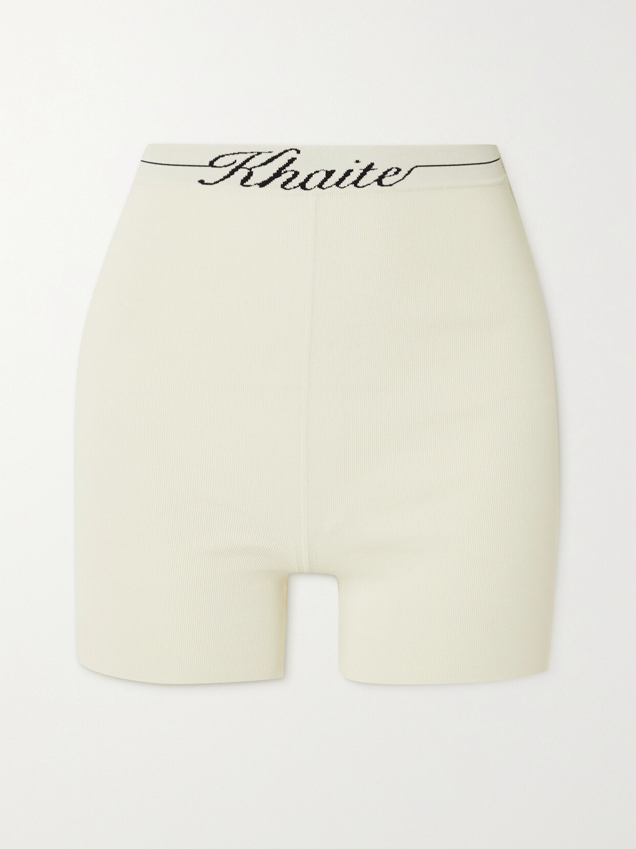 Khaite Bryant Intarsia Ribbed-knit Shorts In Ivory
