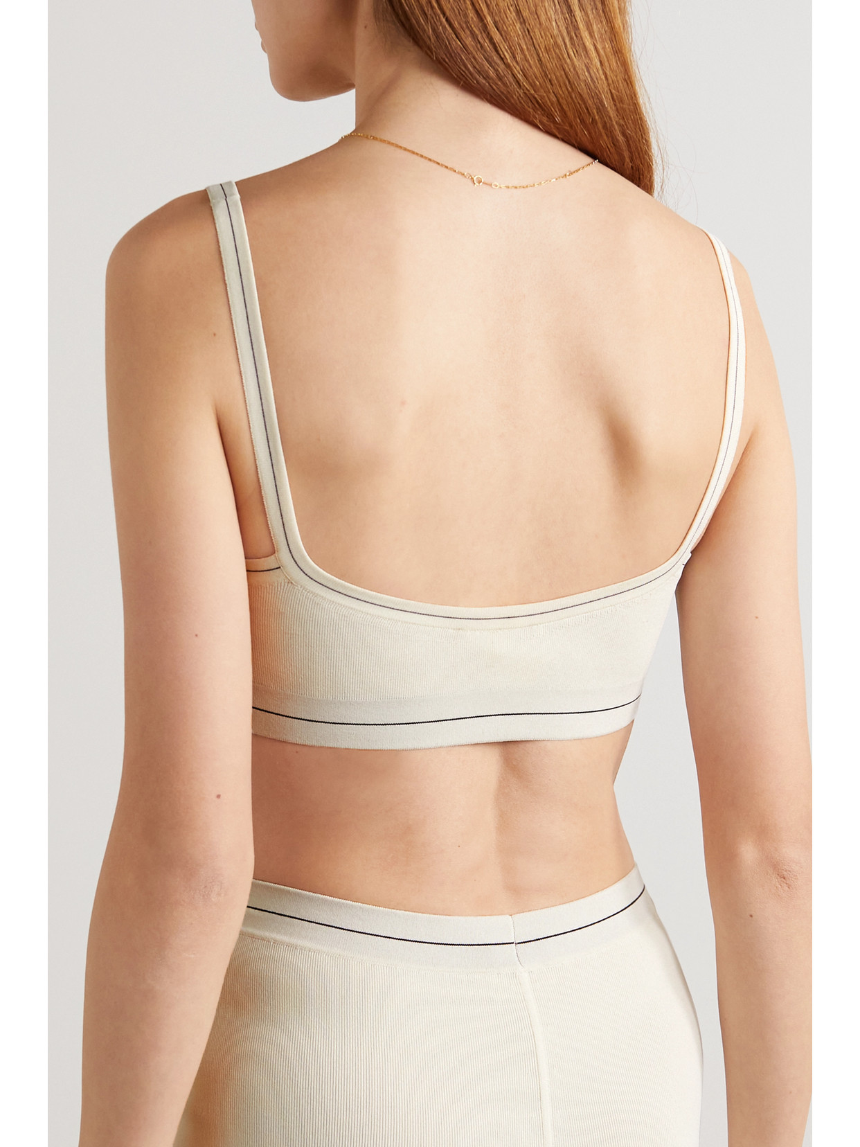 Khaite Carmelo Intarsia Ribbed-knit Bralette In Ivory