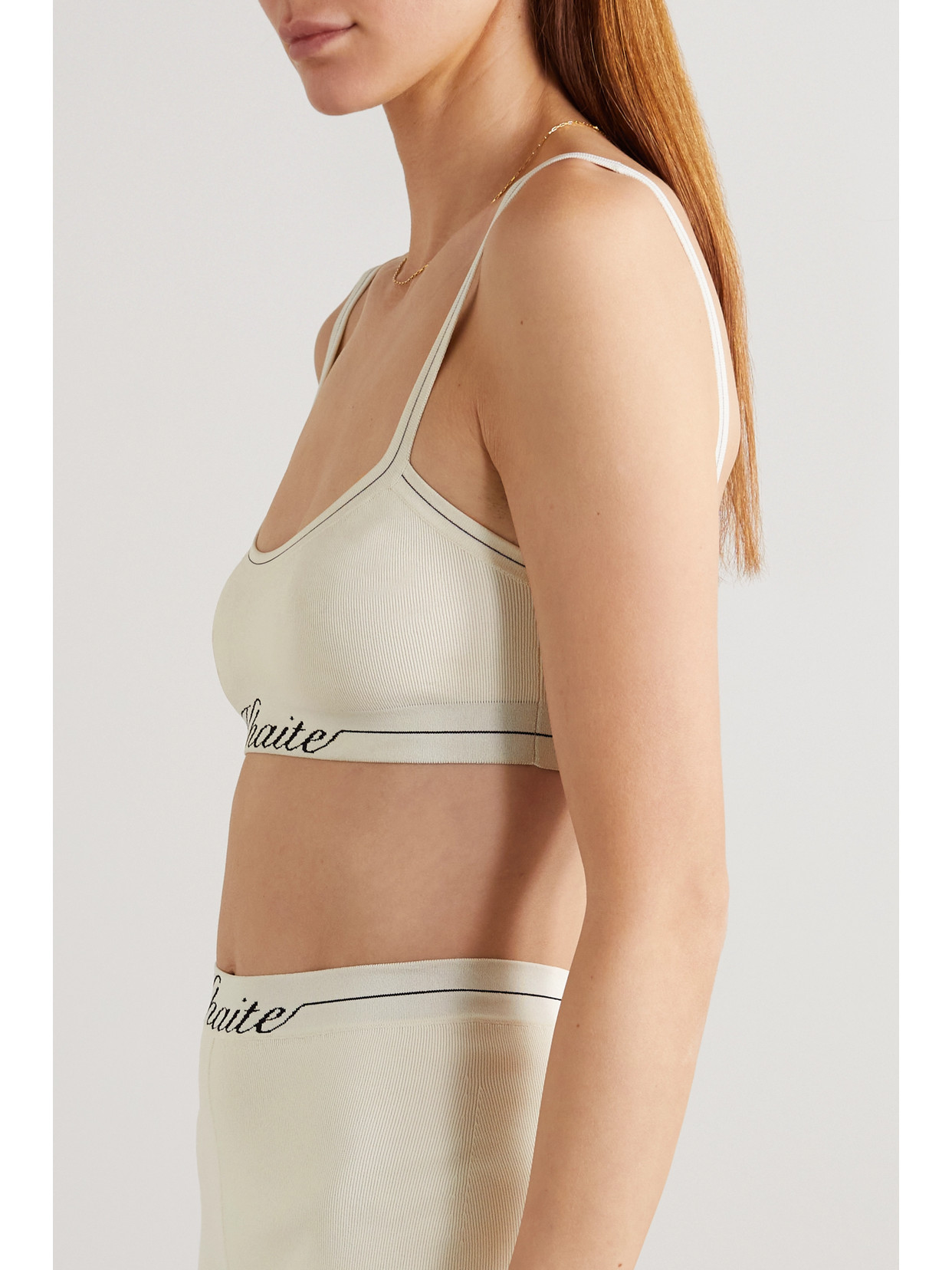Khaite Carmelo Intarsia Ribbed-knit Bralette In Ivory
