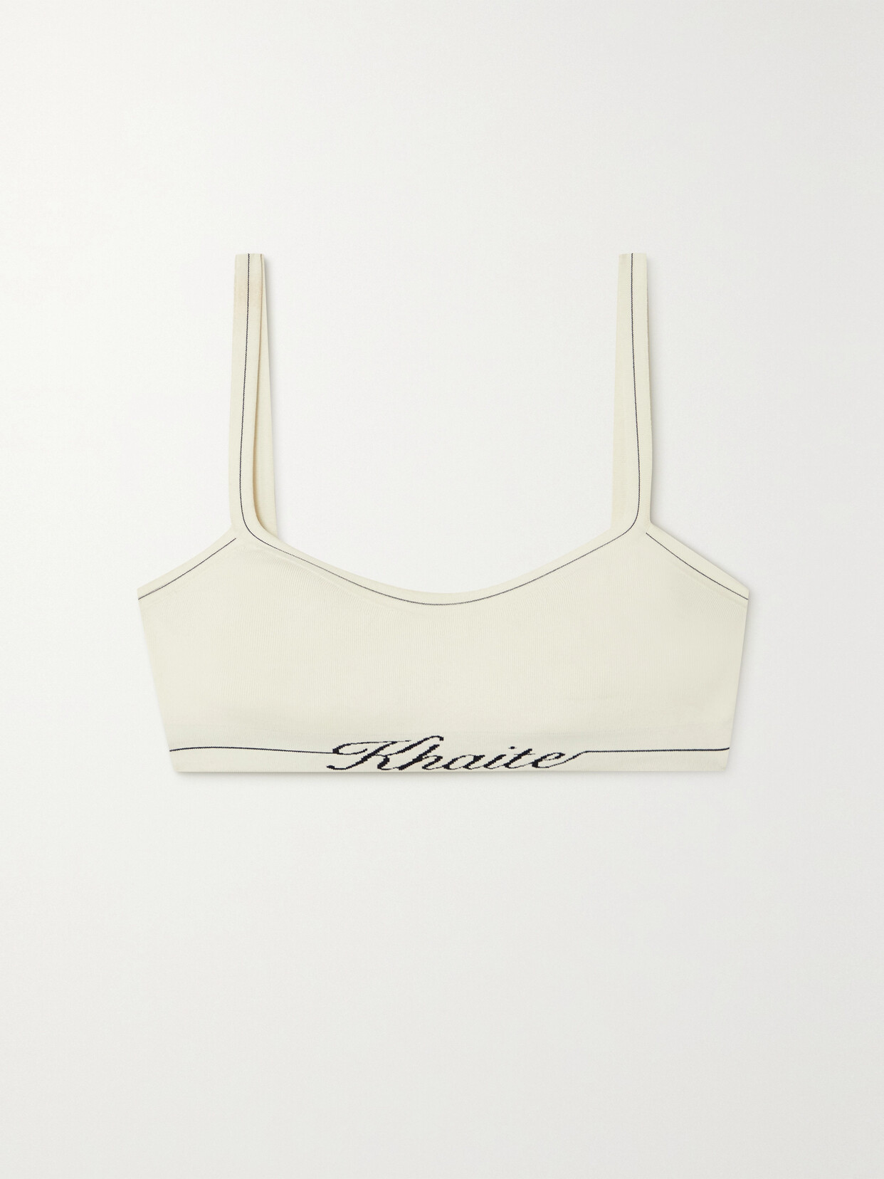 Khaite Carmelo Intarsia Ribbed-knit Bralette In Ivory