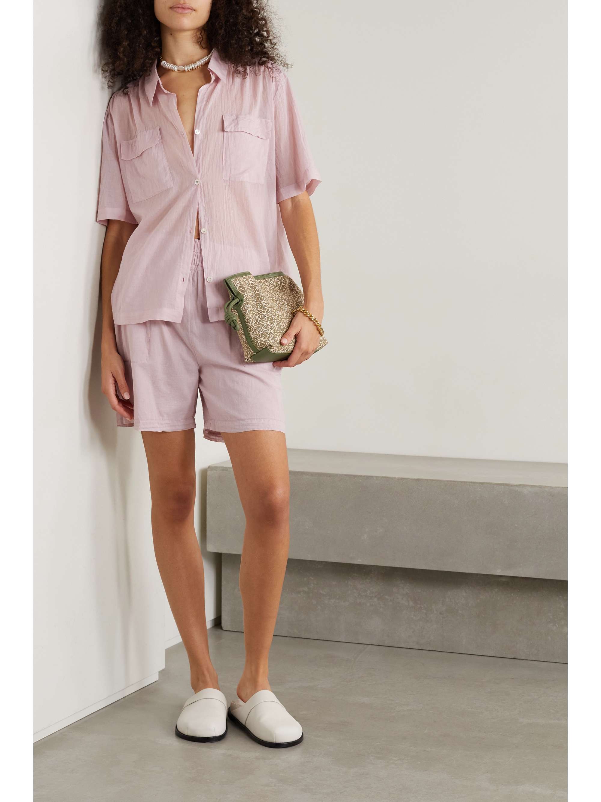 SKIN Blaise cotton-voile shorts