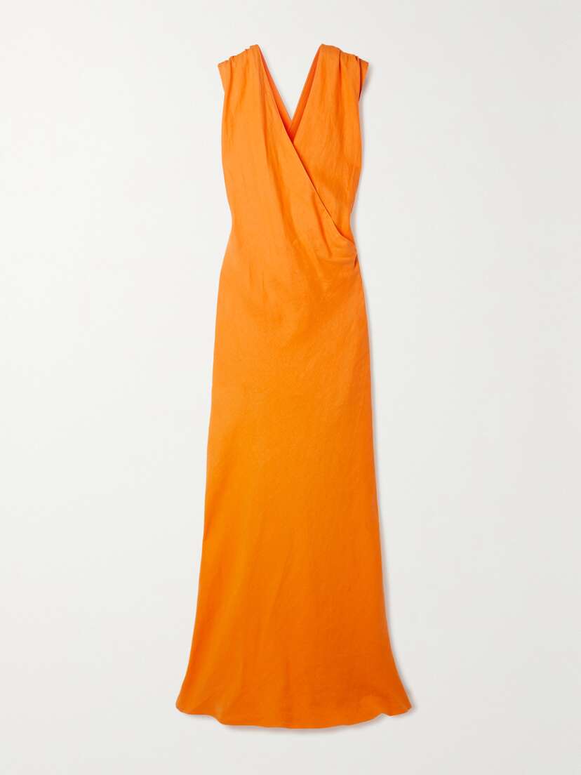 ZEUS + DIONE Hydria Wrap-effect Linen And Georgette Maxi Dress