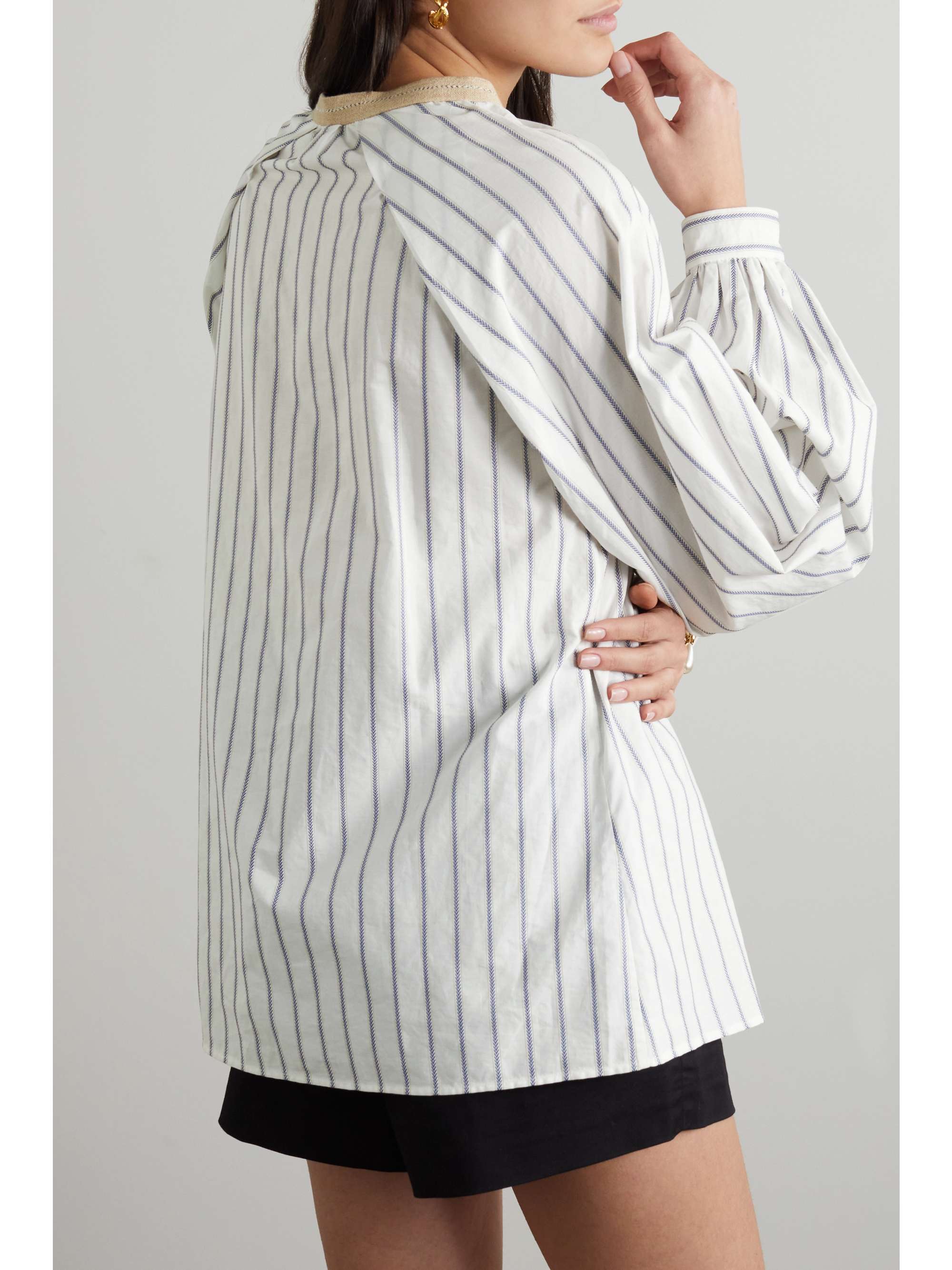 ZEUS + DIONE Tyche striped cotton-poplin blouse