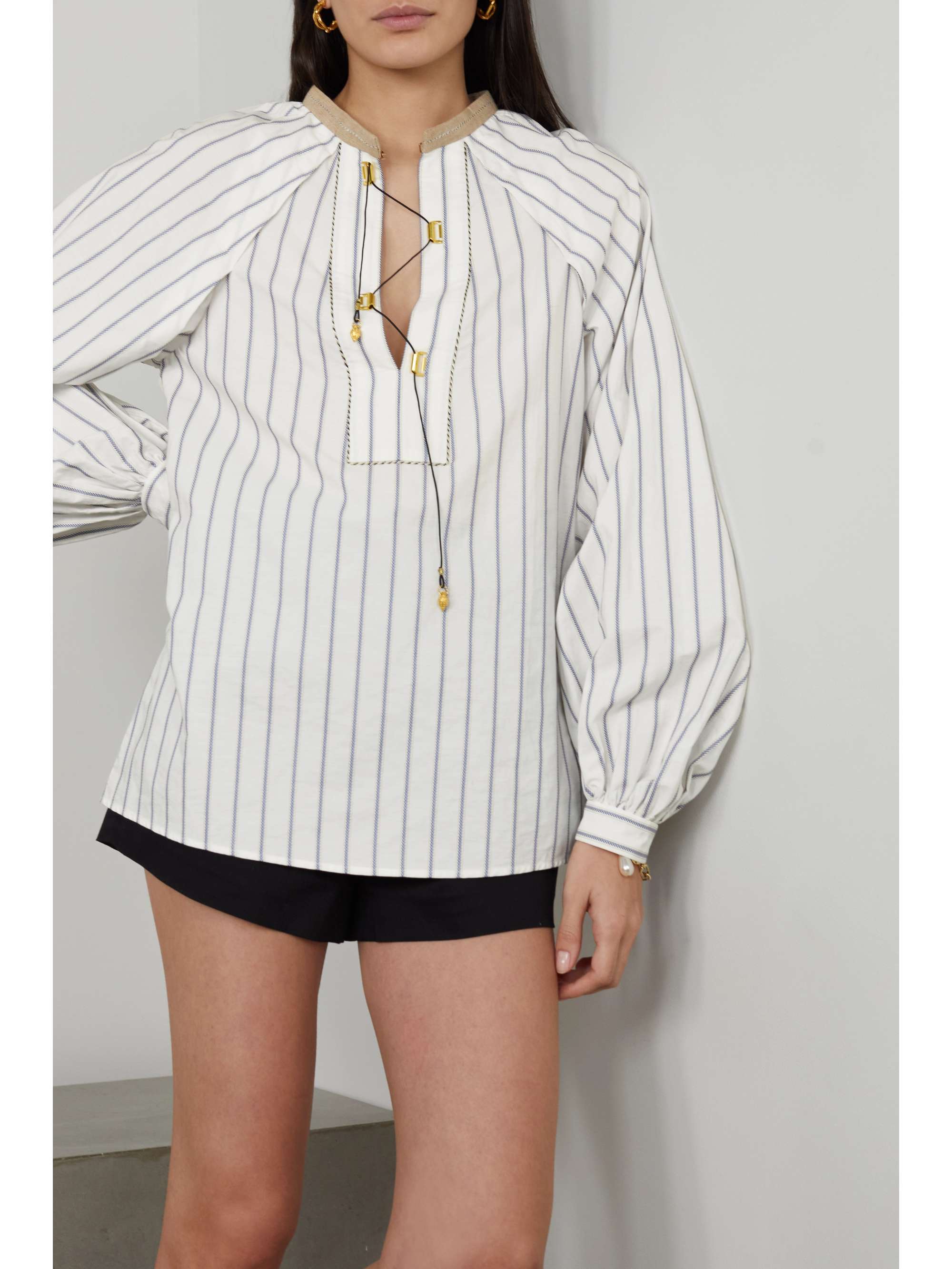 ZEUS + DIONE Tyche striped cotton-poplin blouse