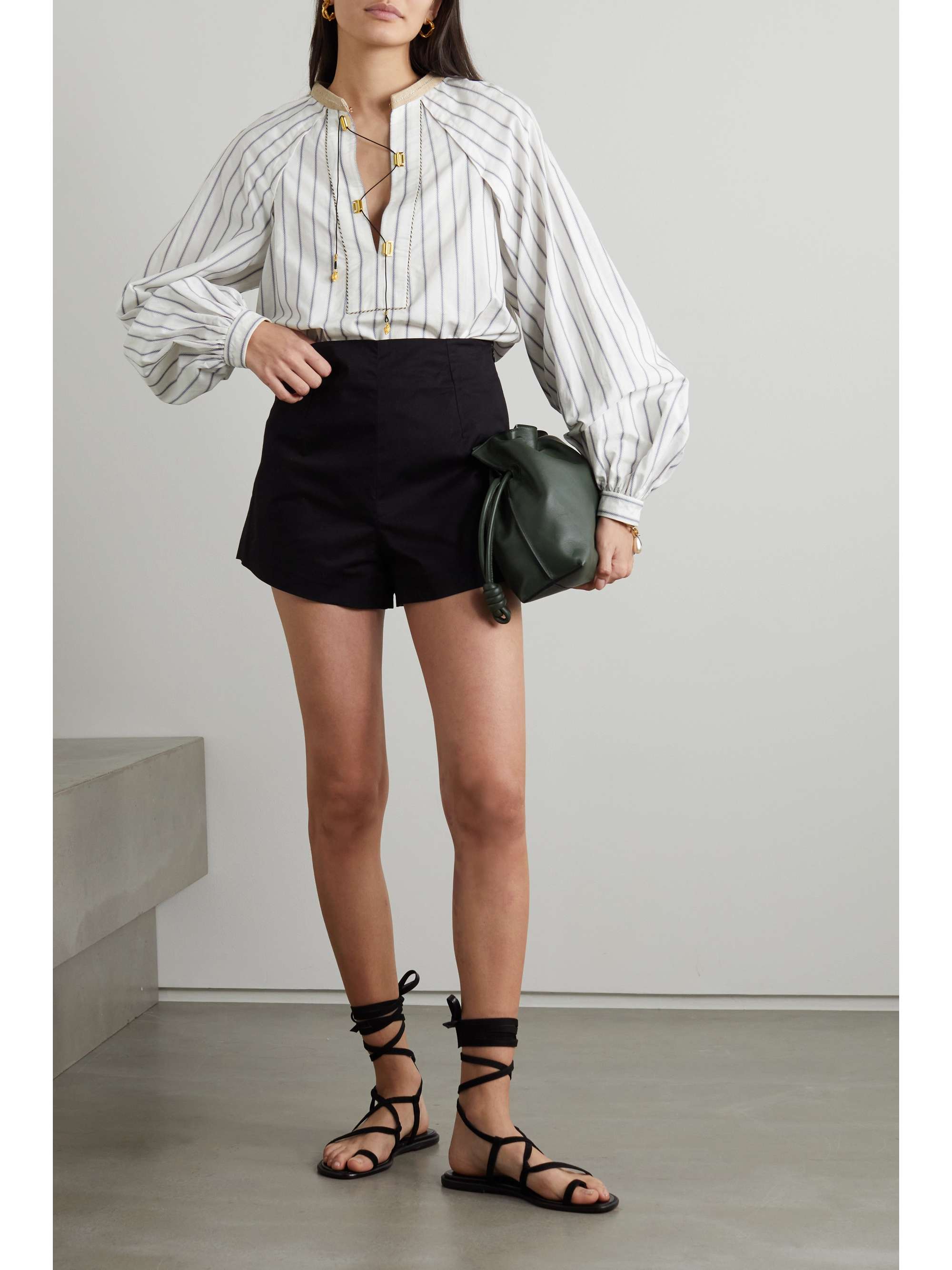 ZEUS + DIONE Tyche striped cotton-poplin blouse