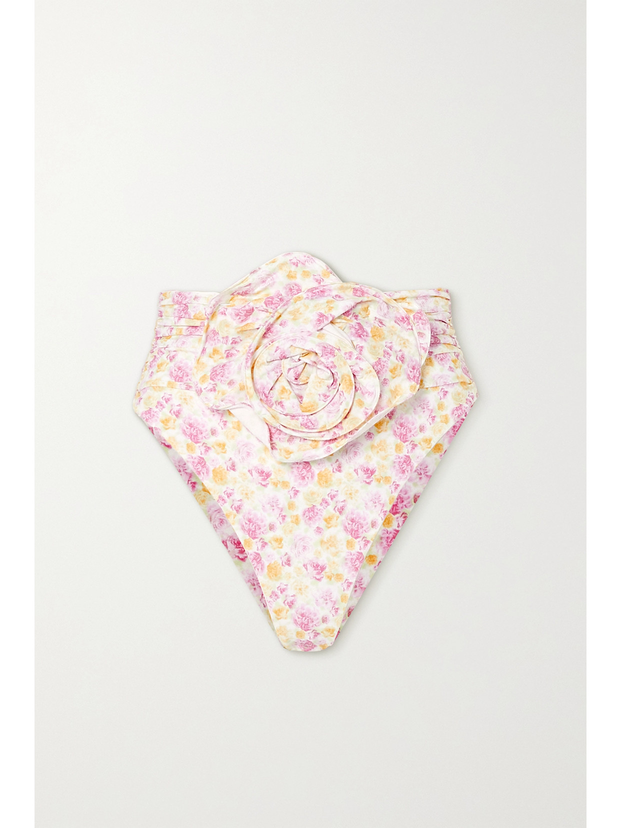 Embellished Ruched Floral-print Bikini Briefs