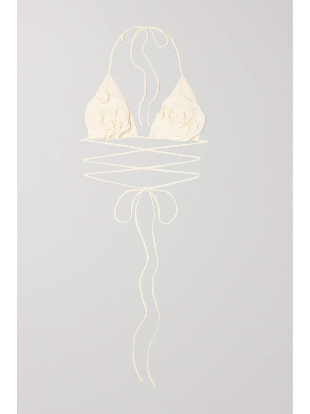Magda Butrym 3d Flower Triangle Tech Bikini Top In Cream