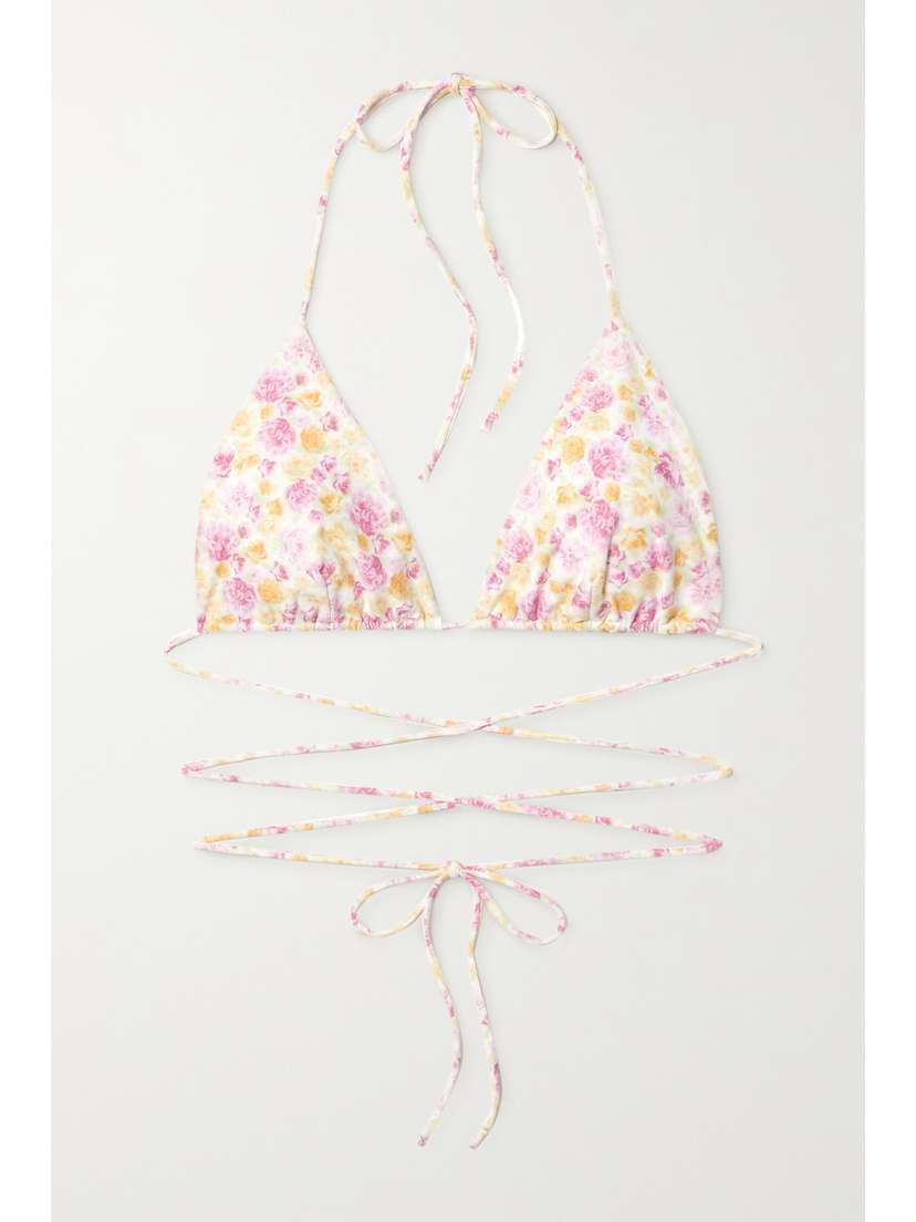 Magda Butrym Floral-print Triangle Halterneck Bikini Top