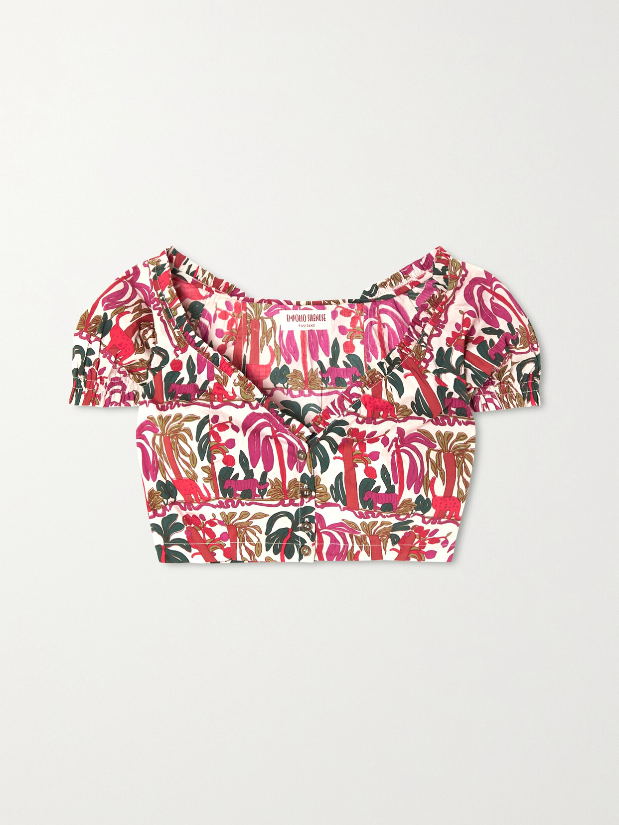 Emporio Sirenuse Where Is My Head At Printed Cotton-voile Top - Pink