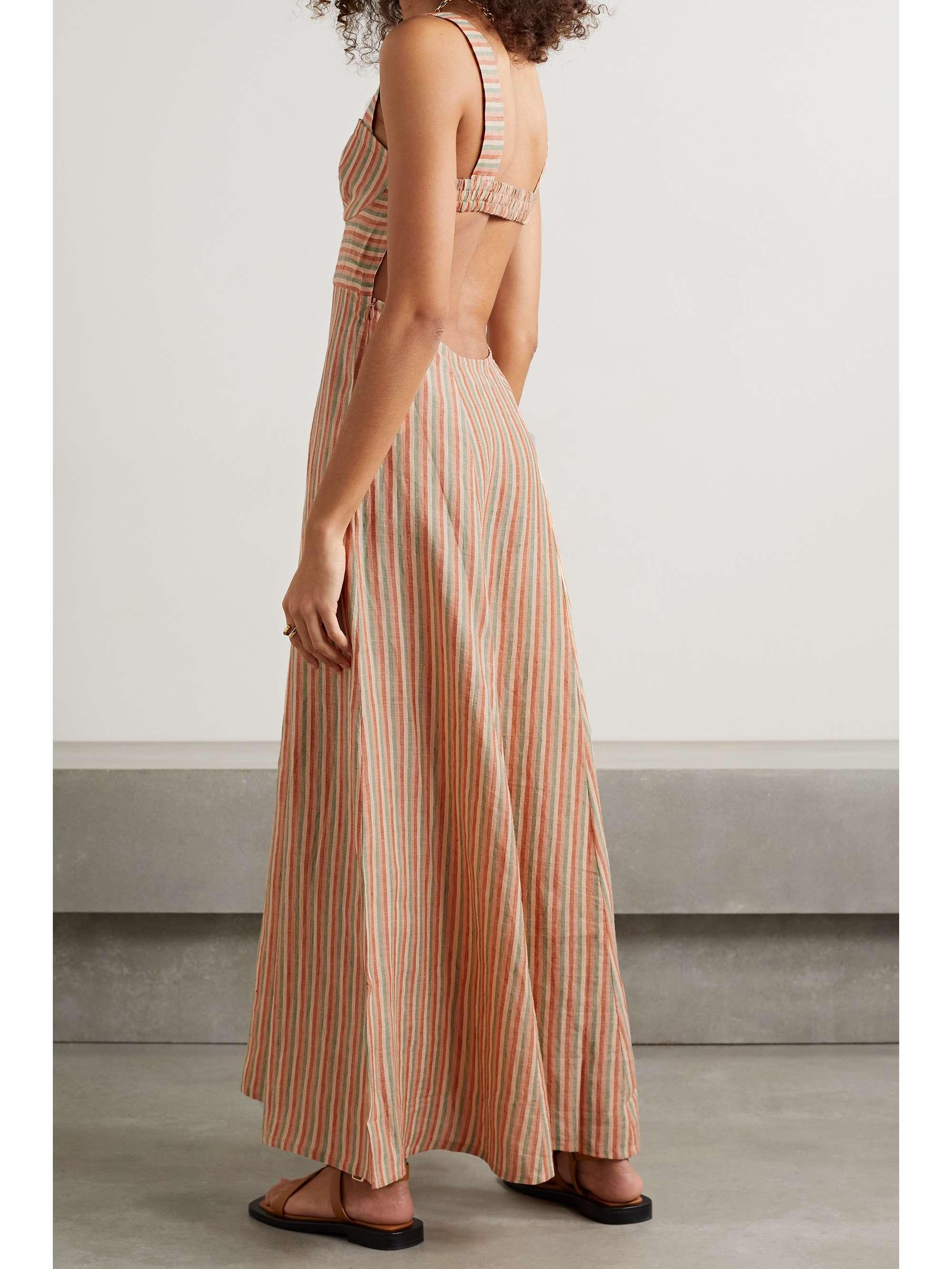 EMPORIO SIRENUSE Azzurra open-back striped linen maxi dress