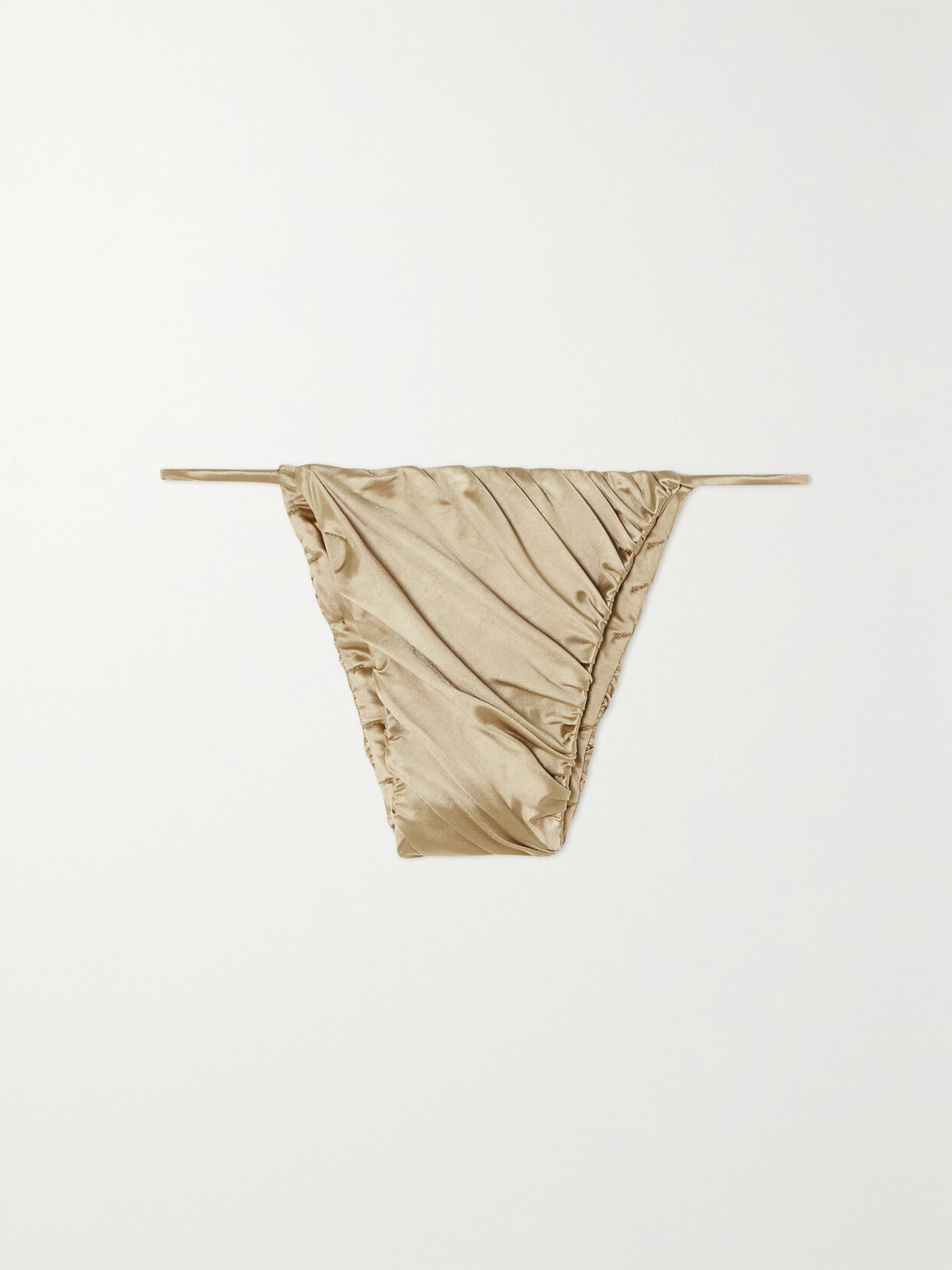 ISA BOULDER - Flash Ruched Stretch-satin Bikini Briefs - Gold