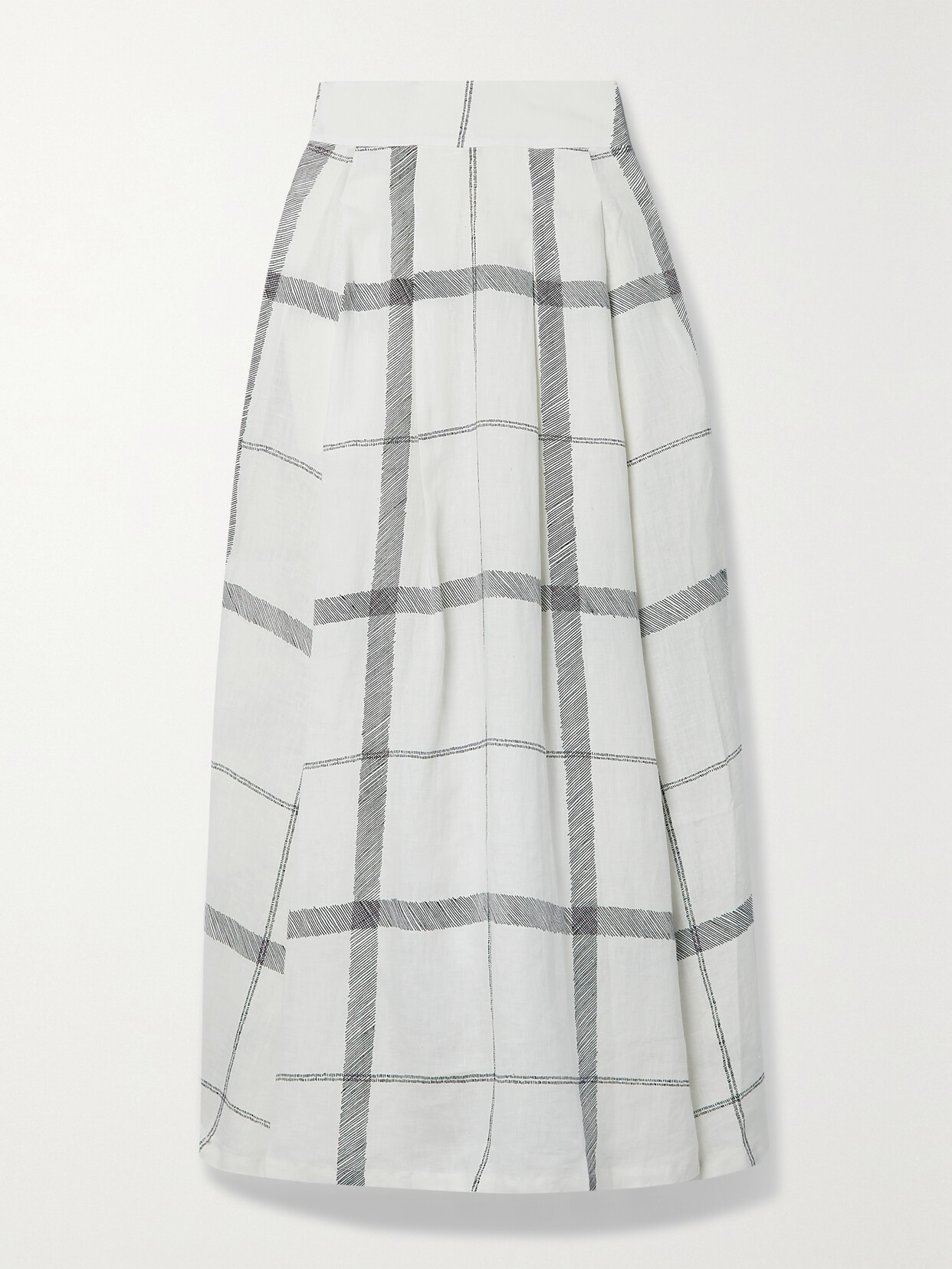 Emporio Sirenuse Flaminia Checked Linen Maxi Skirt - White