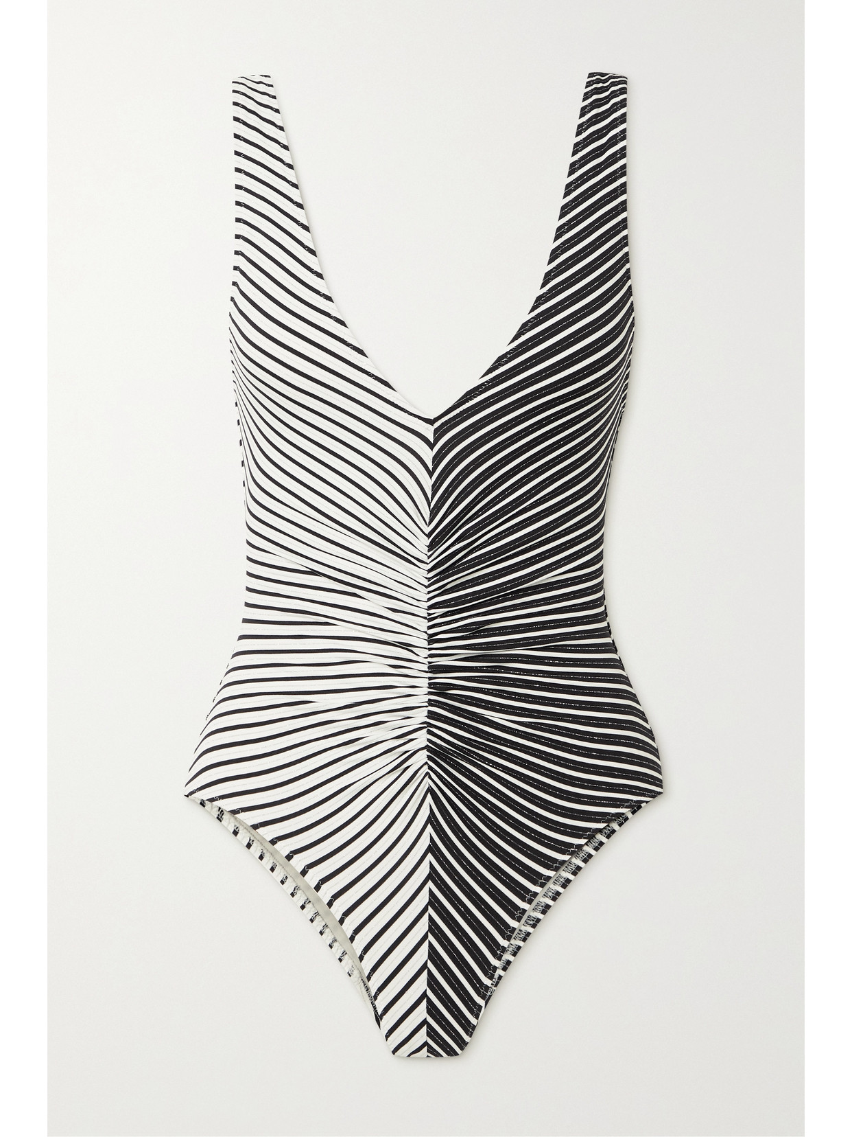 Solid & Striped The Lucia Metallic Striped Swimsuit In Black
