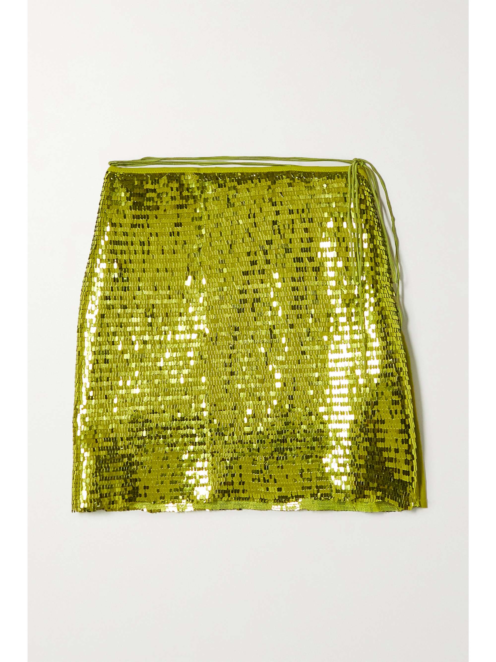 Lime green Sequined mesh mini skirt 