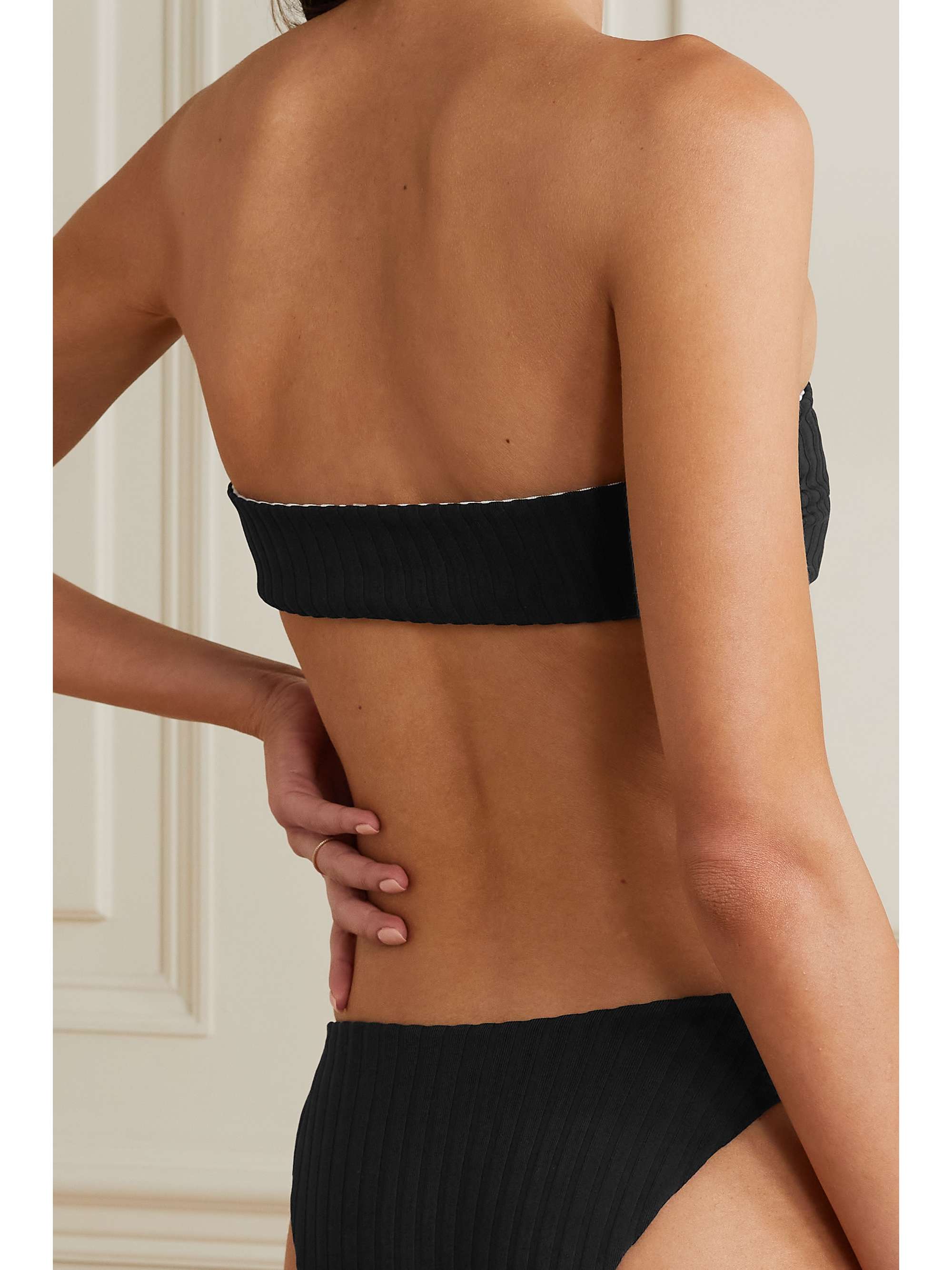 SOLID & STRIPED The Annabelle wendbares Bandeau-Bikini-Oberteil aus geripptem, recyceltem Stretch-Material