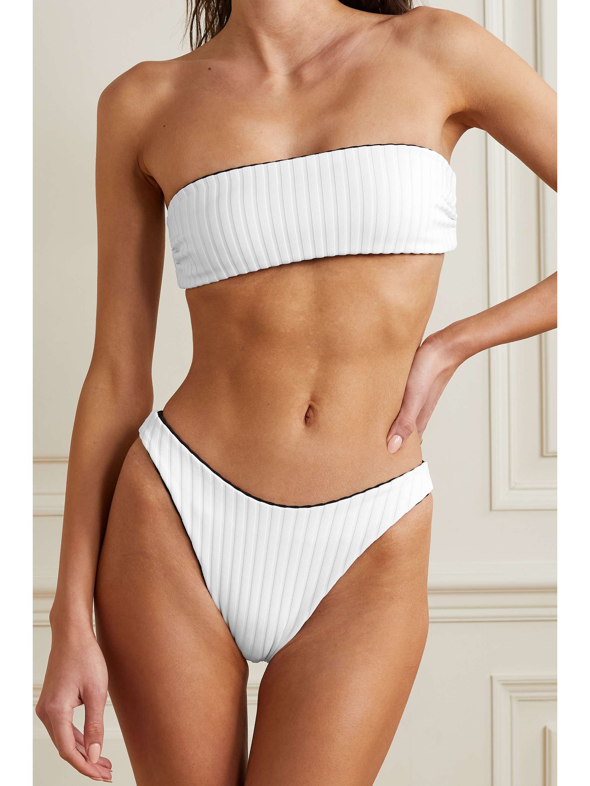 SOLID & STRIPED The Annabelle wendbares Bandeau-Bikini-Oberteil aus geripptem, recyceltem Stretch-Material