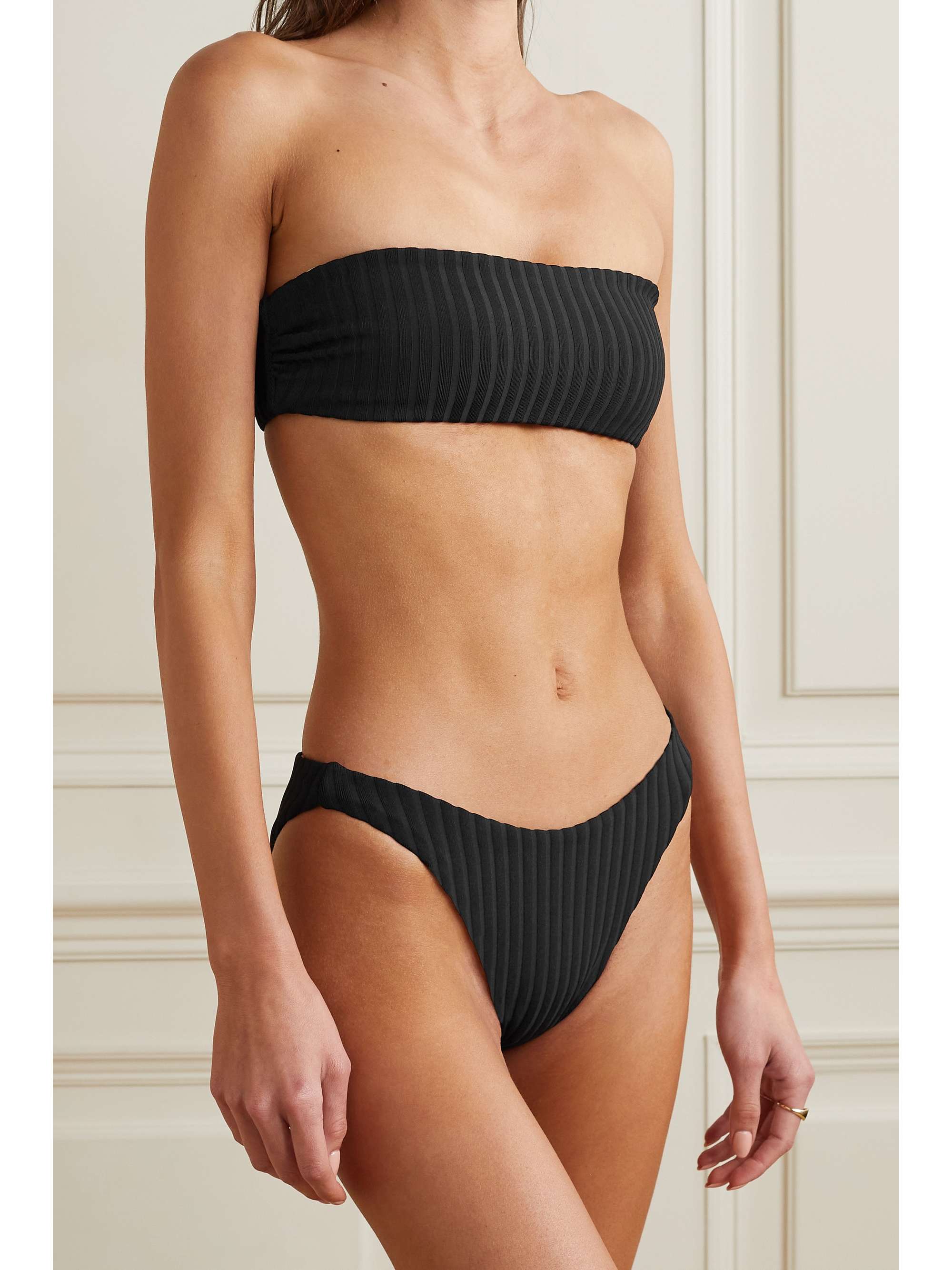 SOLID & STRIPED The Annabelle wendbares Bandeau-Bikini-Oberteil aus geripptem, recyceltem Stretch-Material