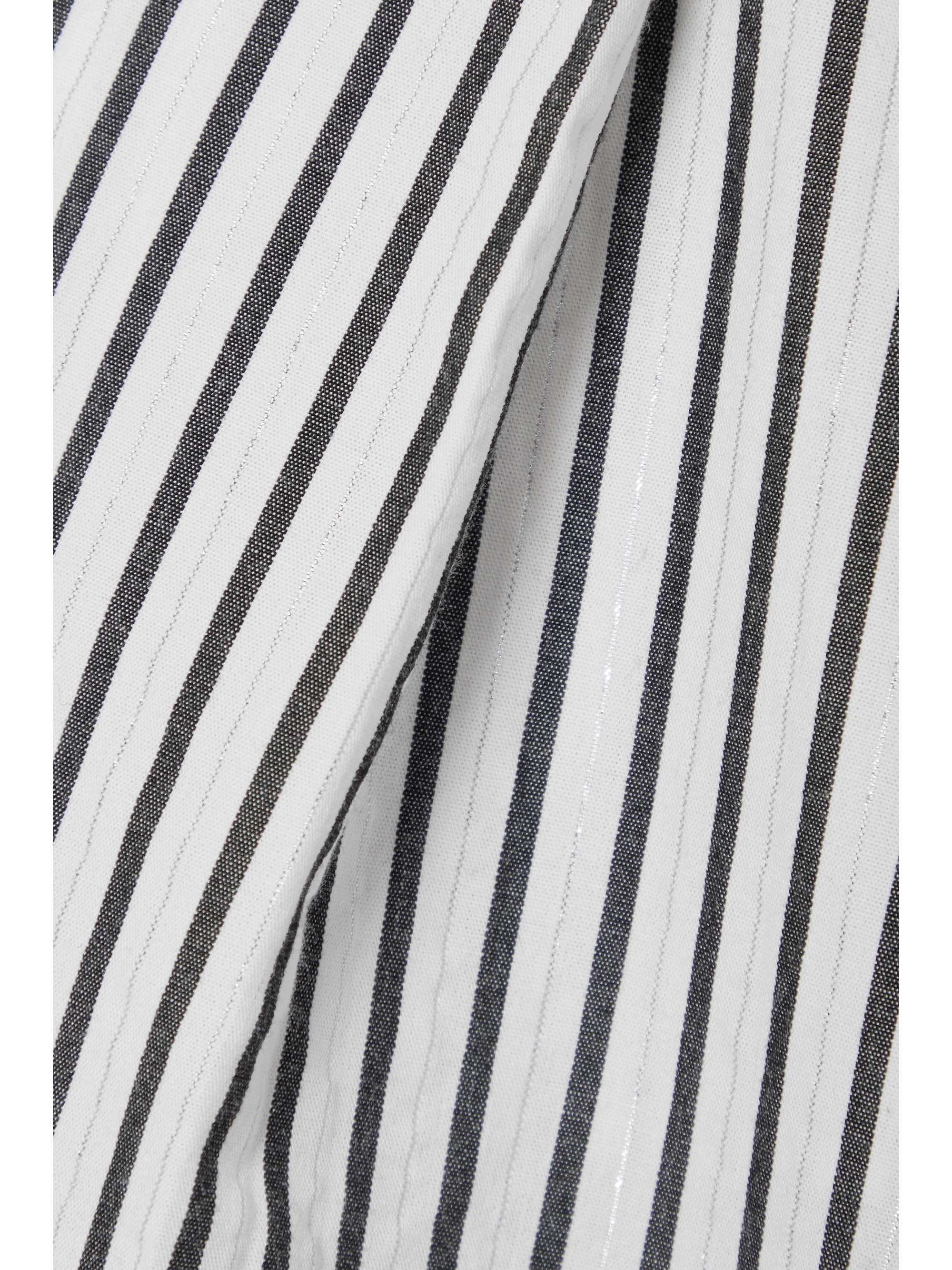 SOLID & STRIPED The Talia belted striped cotton-blend shorts