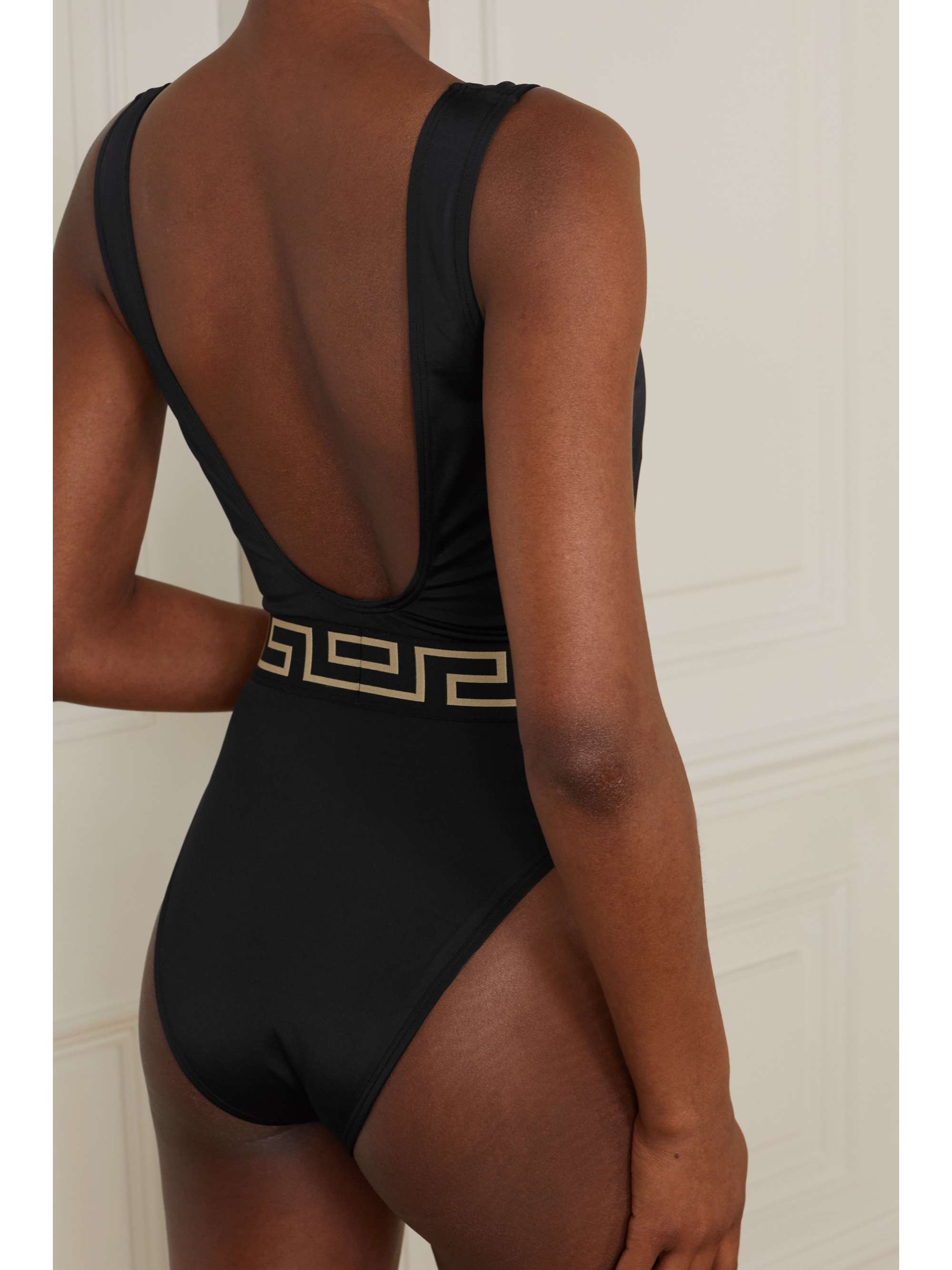 VERSACE Vita jacquard-trimmed swimsuit