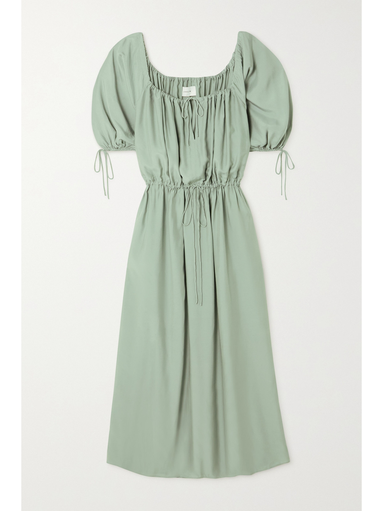 Joslin + Net Sustain Savannah Gathered Poplin Maxi Dress In Sage Green |  ModeSens