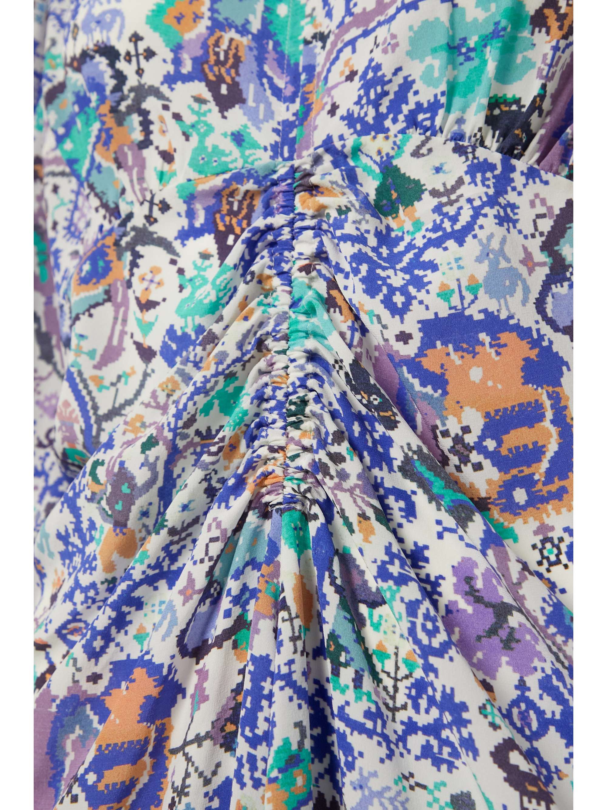 ISABEL MARANT Albi ruched printed silk-blend crepe midi dress