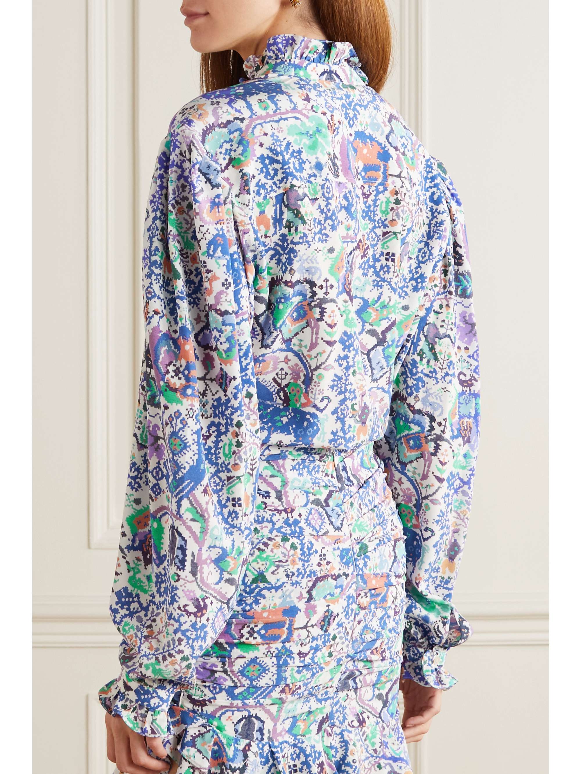 ISABEL MARANT Banessa ruffled printed silk-blend crepe blouse