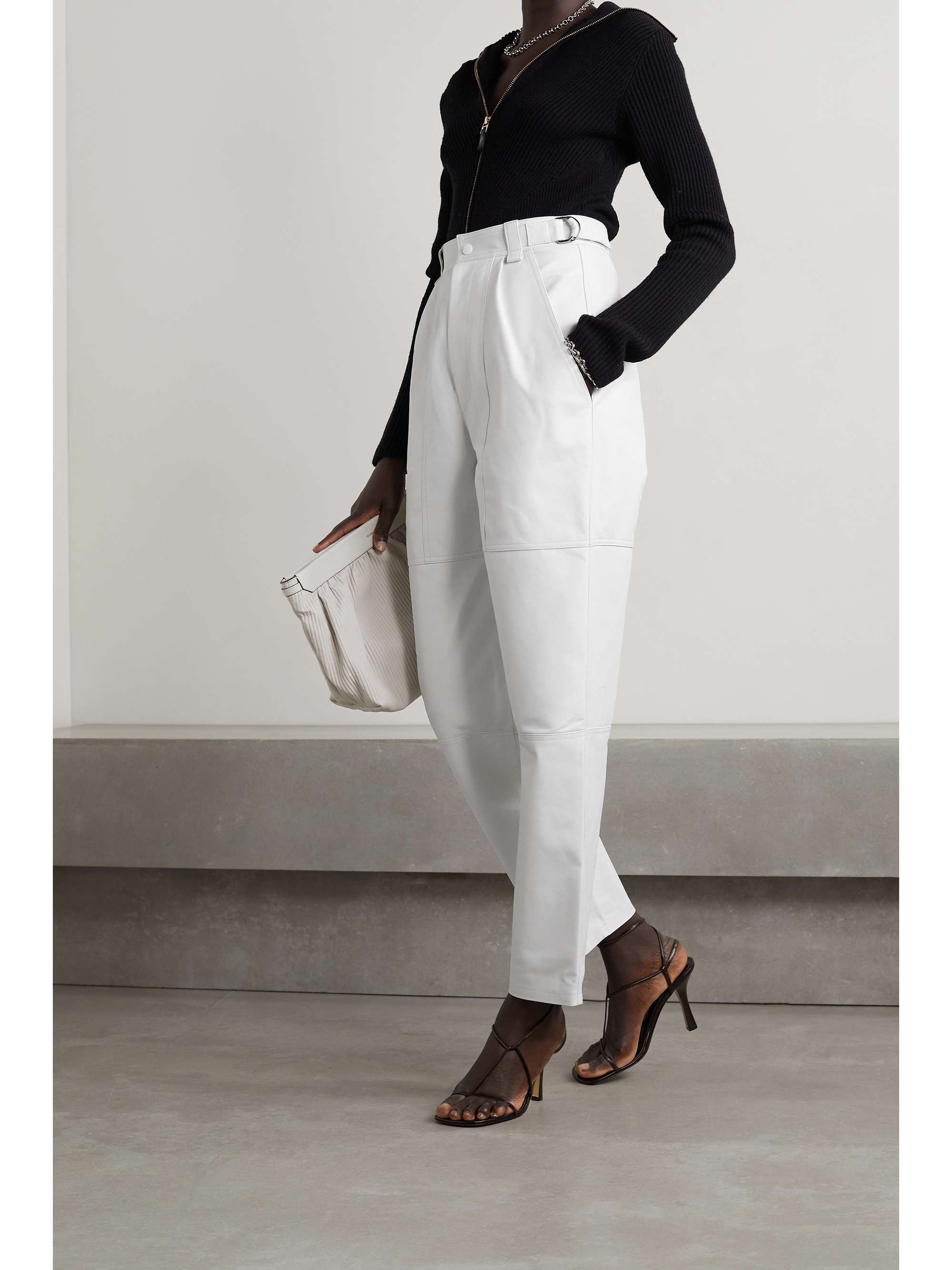 ISABEL MARANT Paneled leather tapered pants