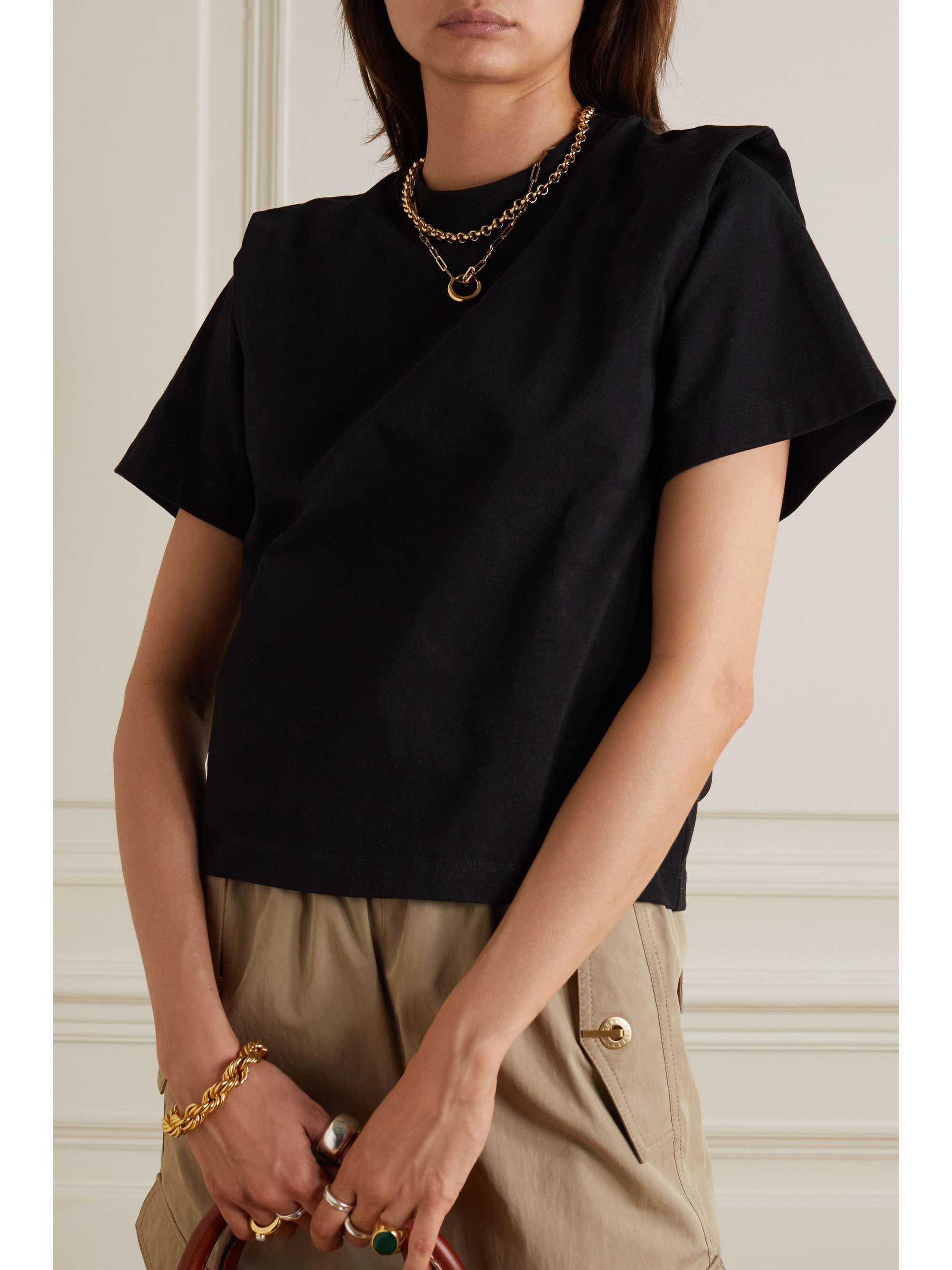 ISABEL MARANT Zelitos pleated cotton-jersey T-shirt