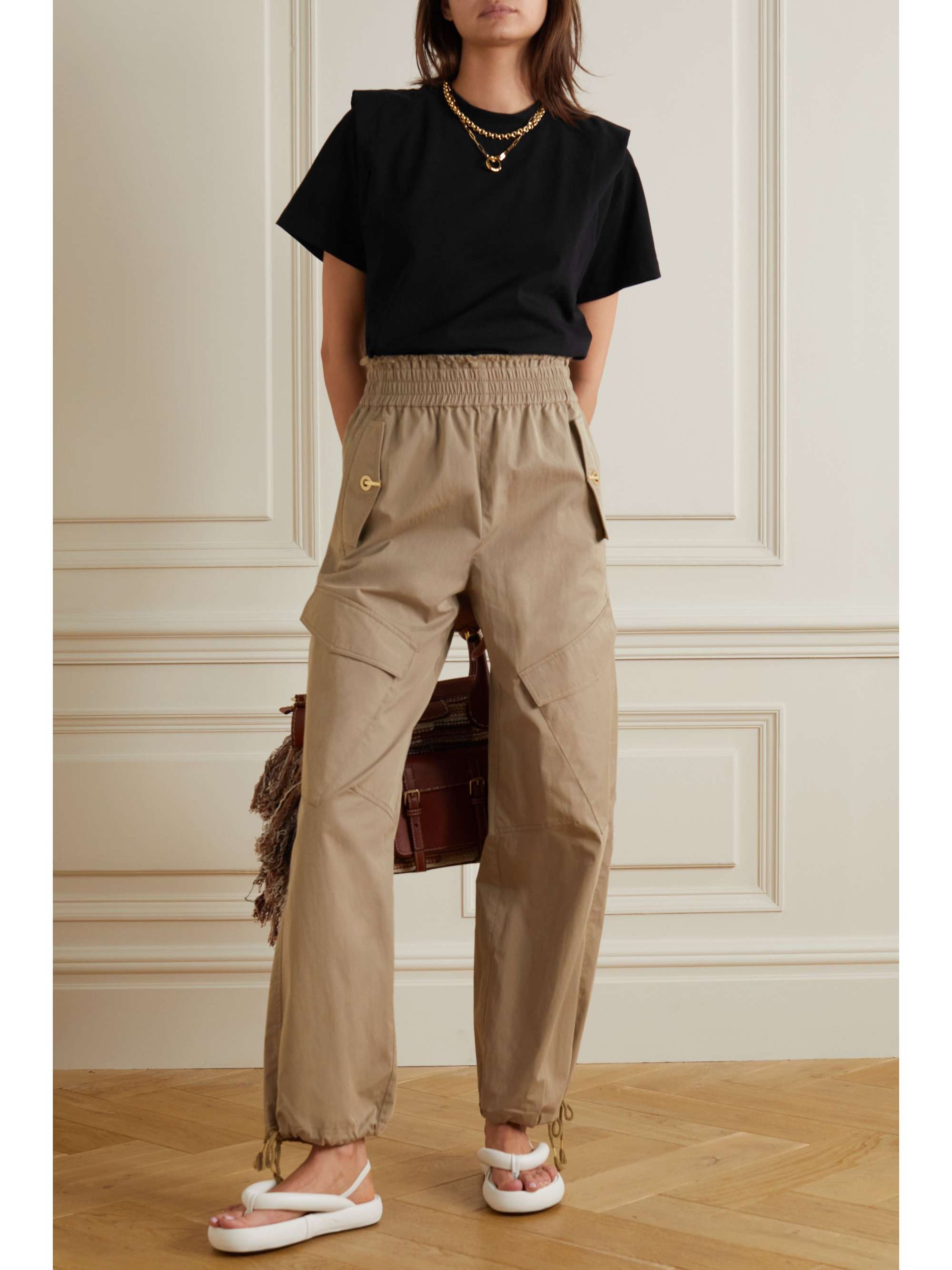 ISABEL MARANT Zelitos pleated cotton-jersey T-shirt
