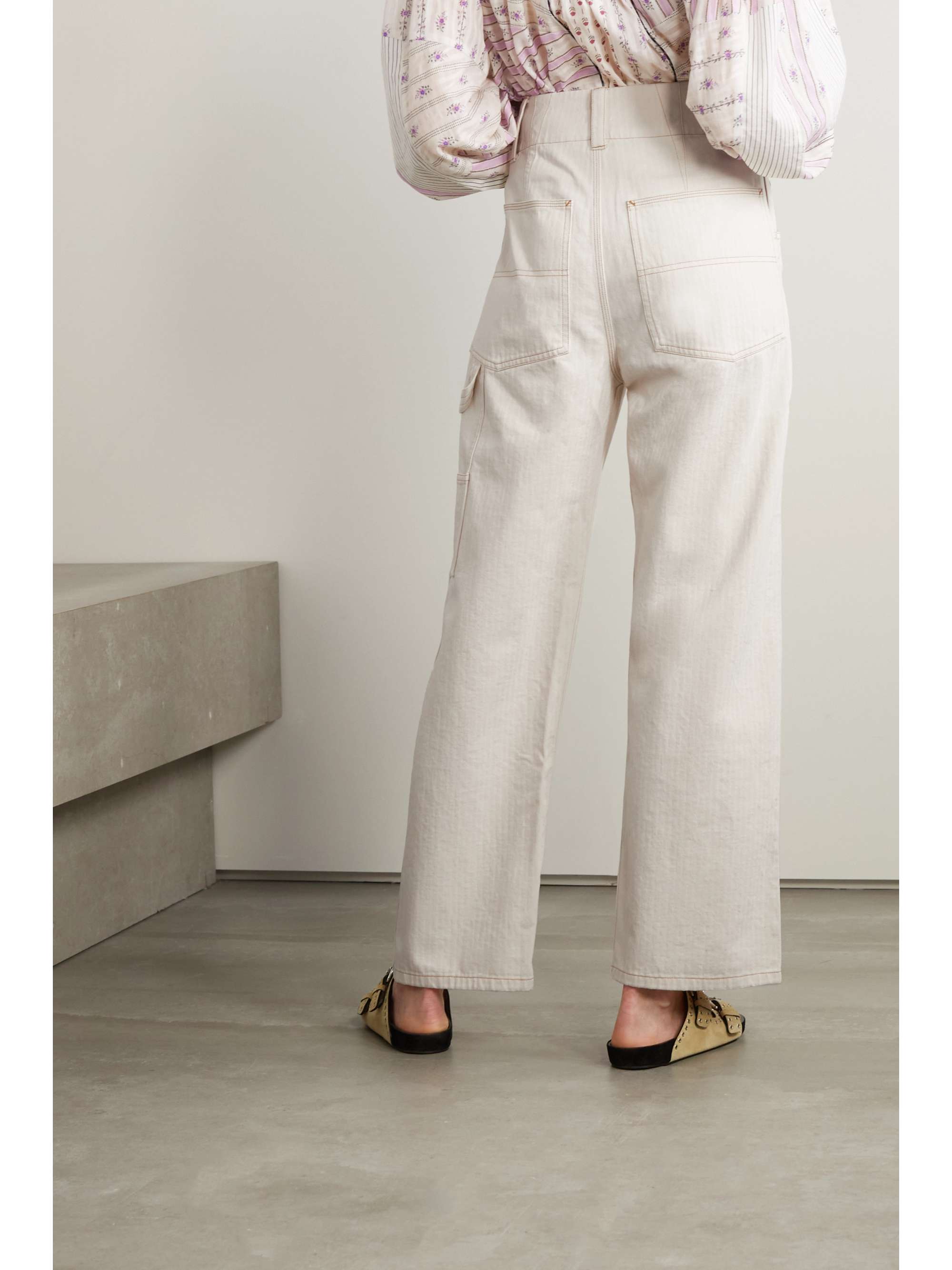 ISABEL MARANT Myler herringbone cotton wide-leg pants