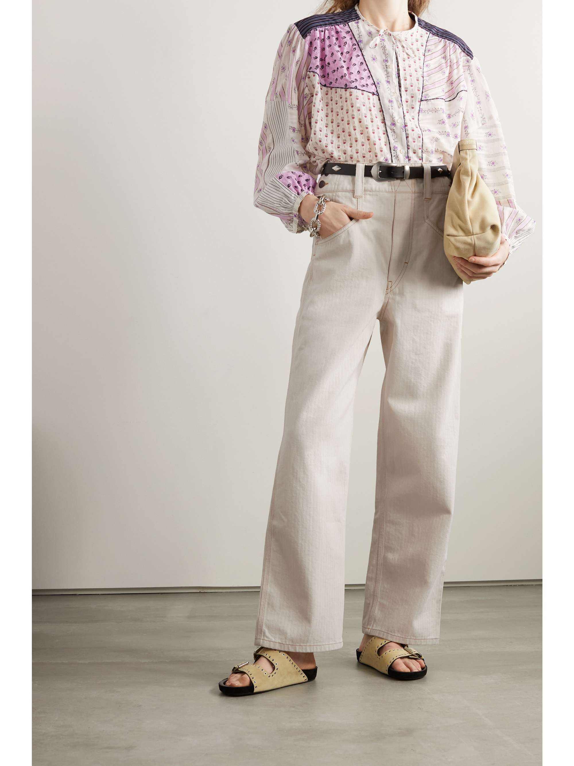 ISABEL MARANT Myler herringbone cotton wide-leg pants