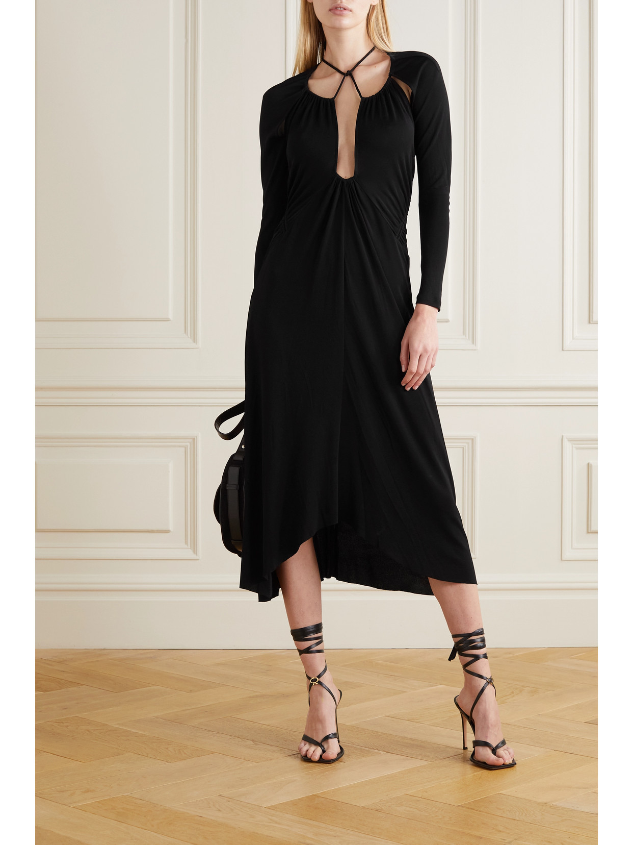 Isabel Marant Jadessi Cutout Stretch-jersey Midi Dress In Black