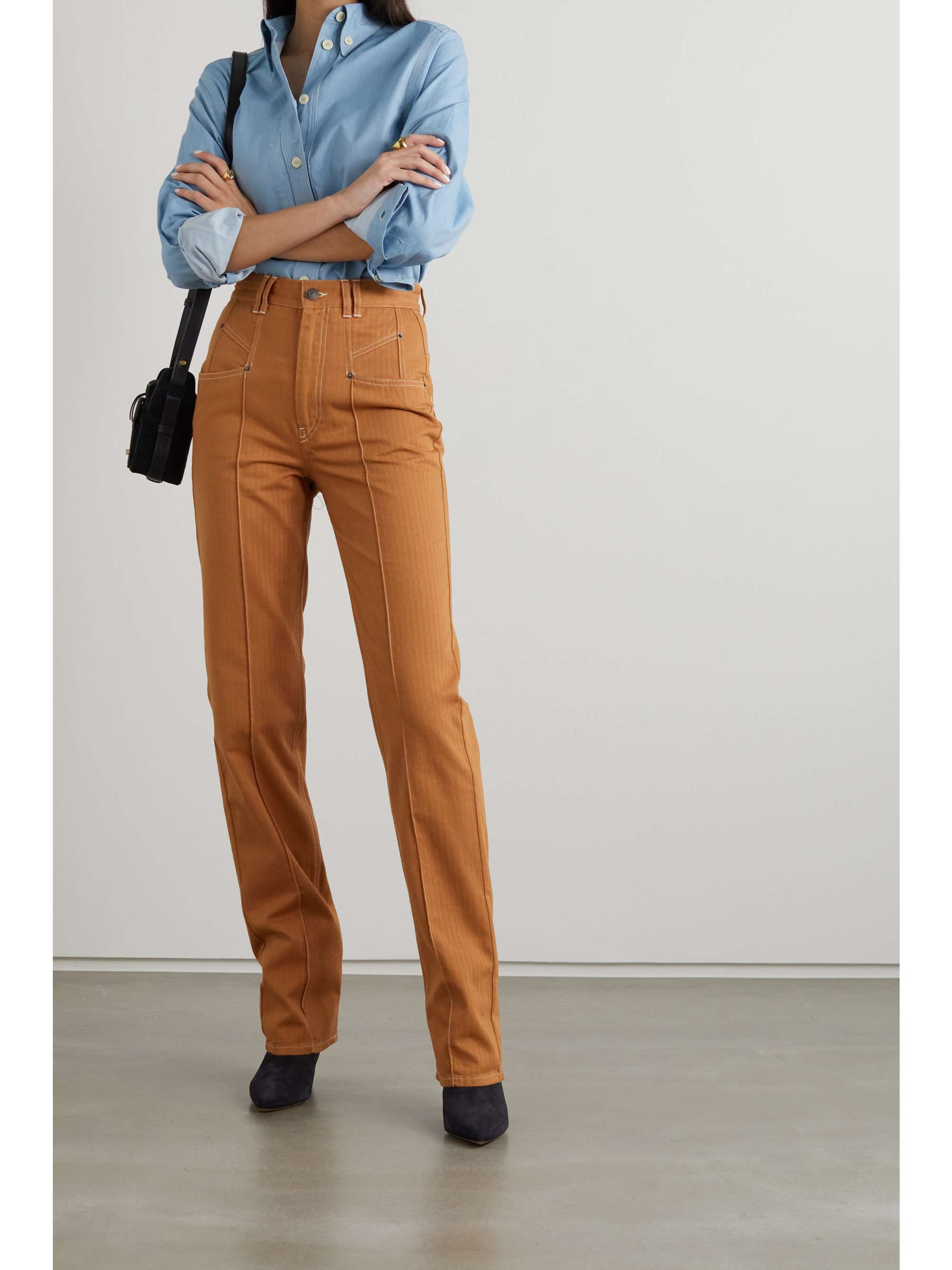 ISABEL MARANT Lirokae herringbone cotton slim-leg pants