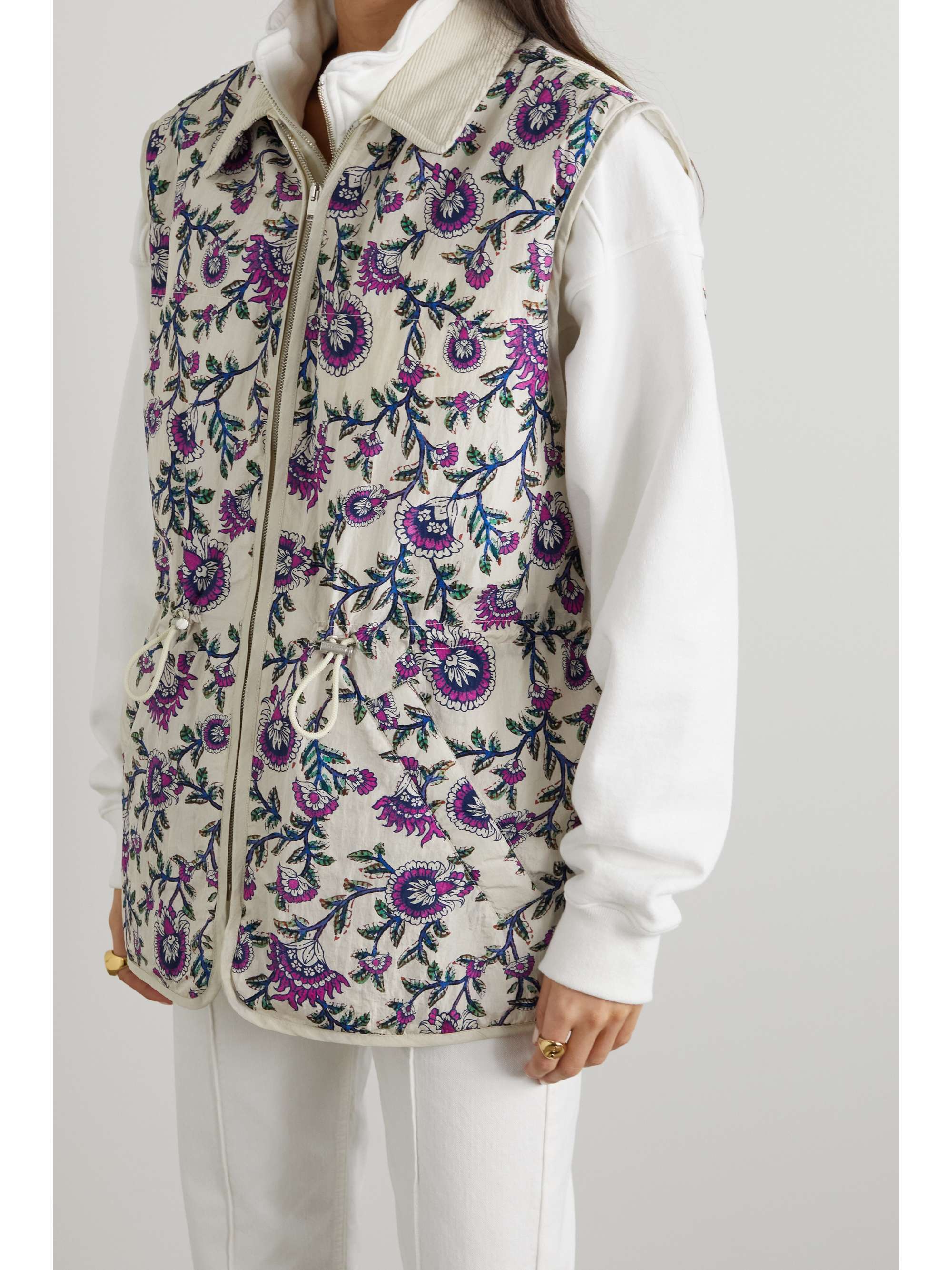 ISABEL MARANT Almara padded floral-print shell vest