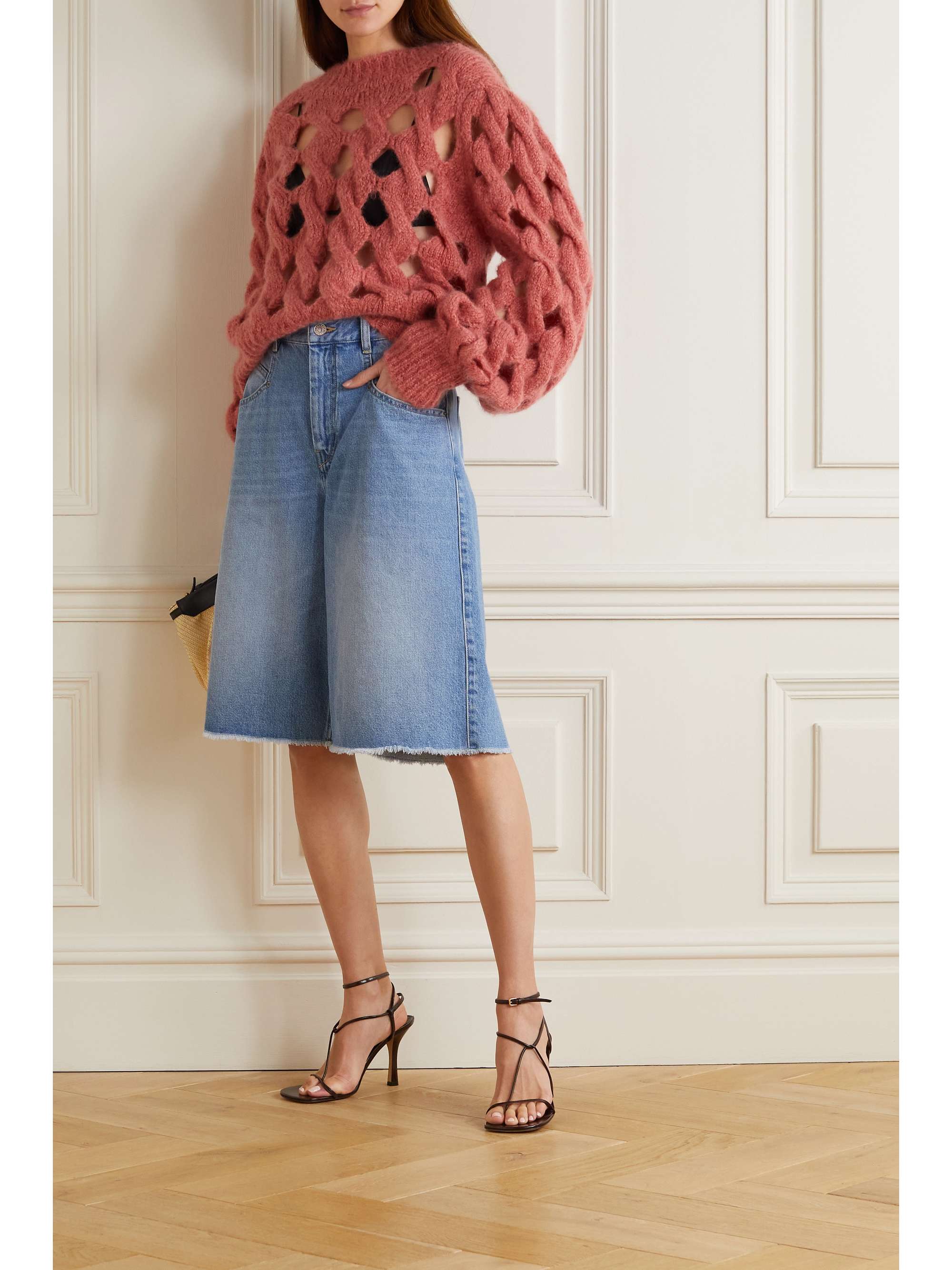 Quần short denim sờn 'Natalina' của Isabel Marant