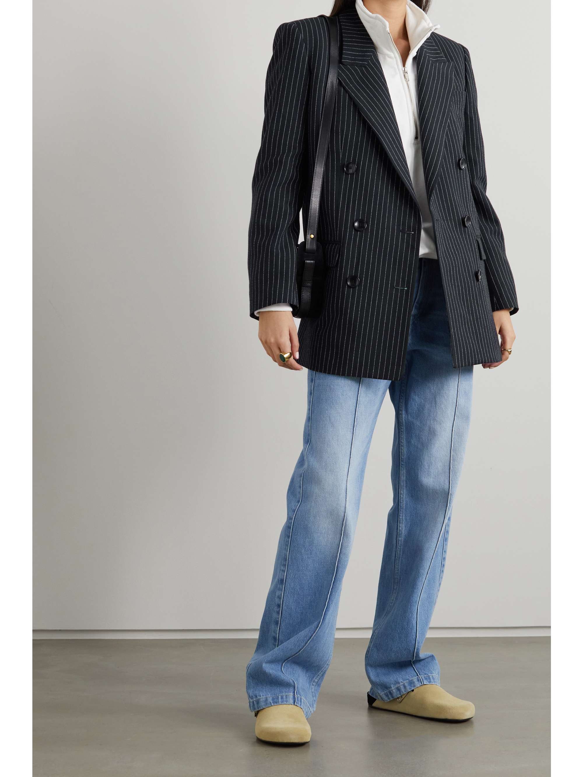 Navy Nevim double-breasted pinstriped crepe blazer | ISABEL MARANT |  NET-A-PORTER