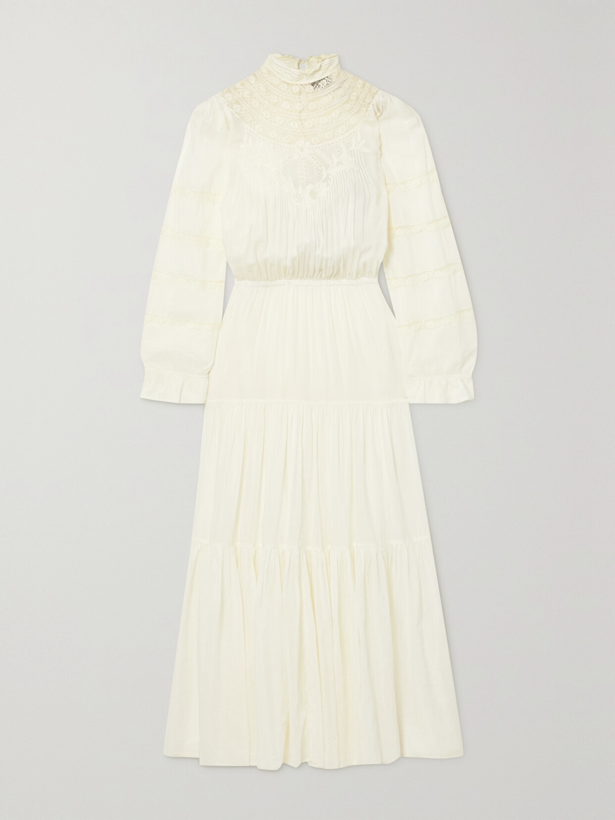 Isabel Marant Gracie Lace-trimmed Tiered Cotton And Silk-blend Maxi Dress