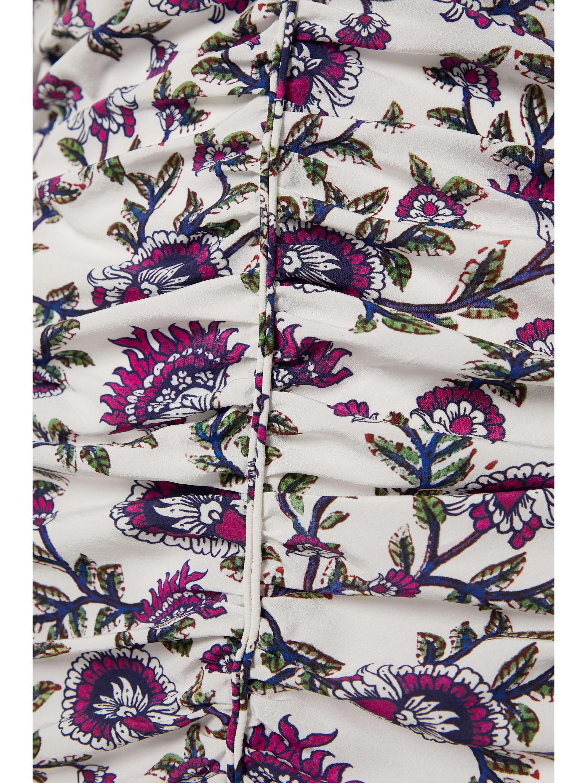 ISABEL MARANT Bireya ruched printed silk-blend crepe mini dress