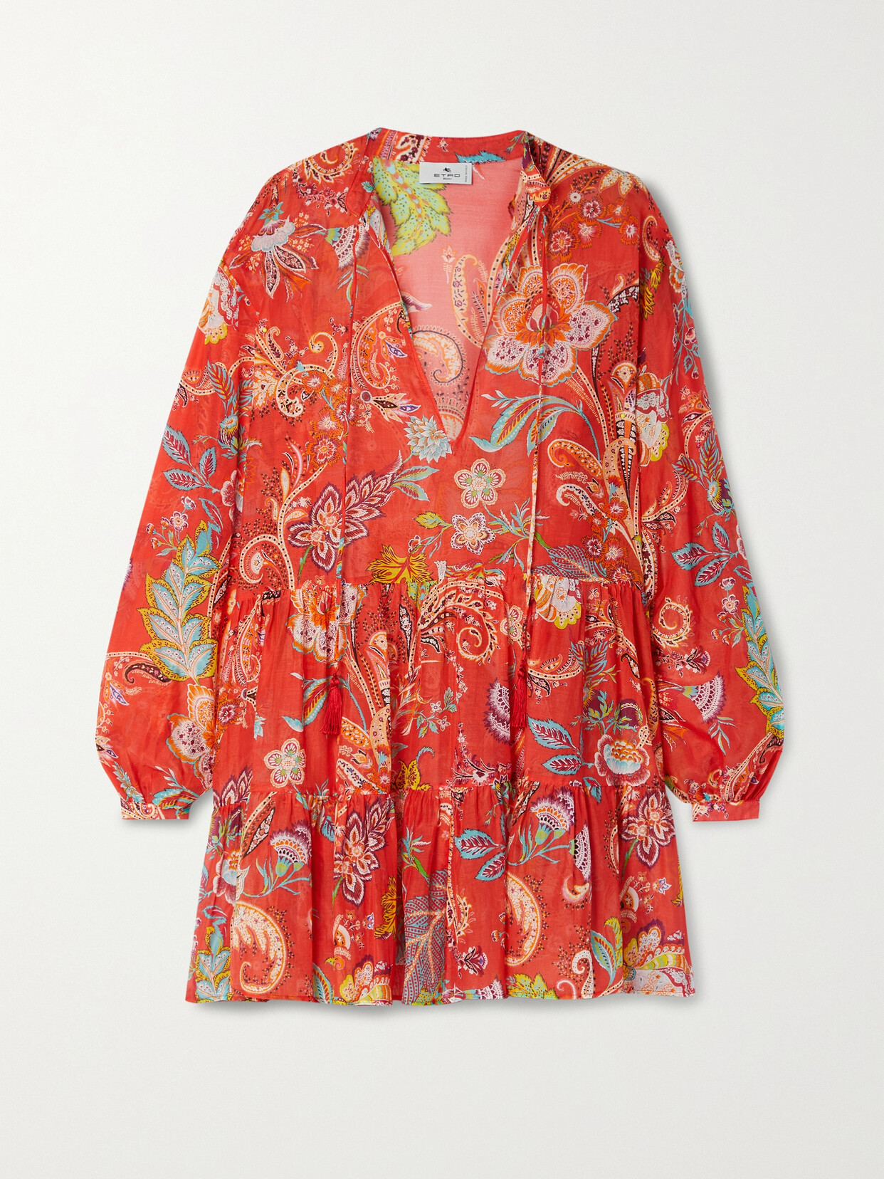 Etro - Heaven Printed Cotton And Silk-blend Voile Mini Dress - Red 22 Awaiting product image
