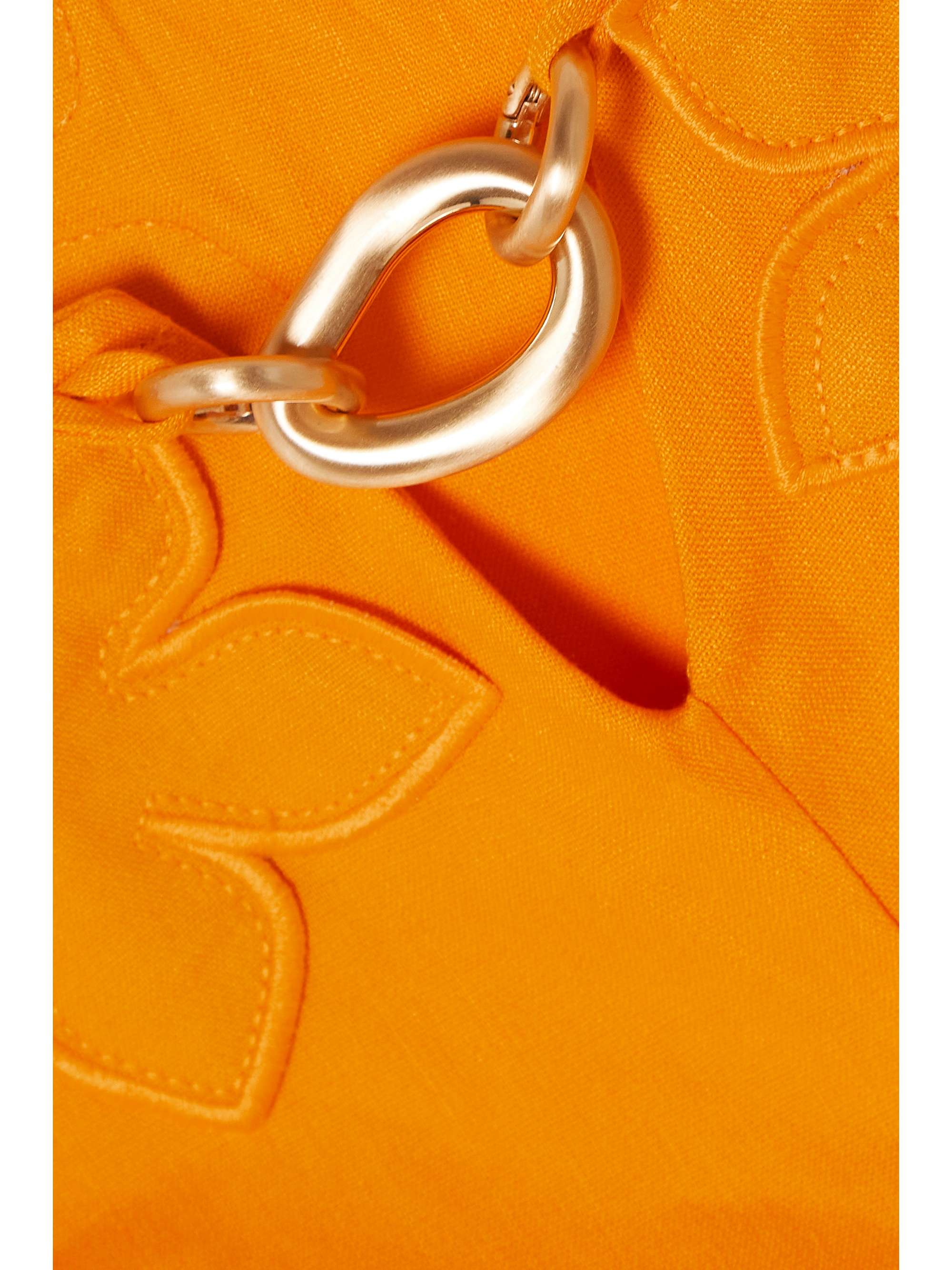 CULT GAIA Grier cropped chain-embellished appliquéd linen-blend wide-leg pants