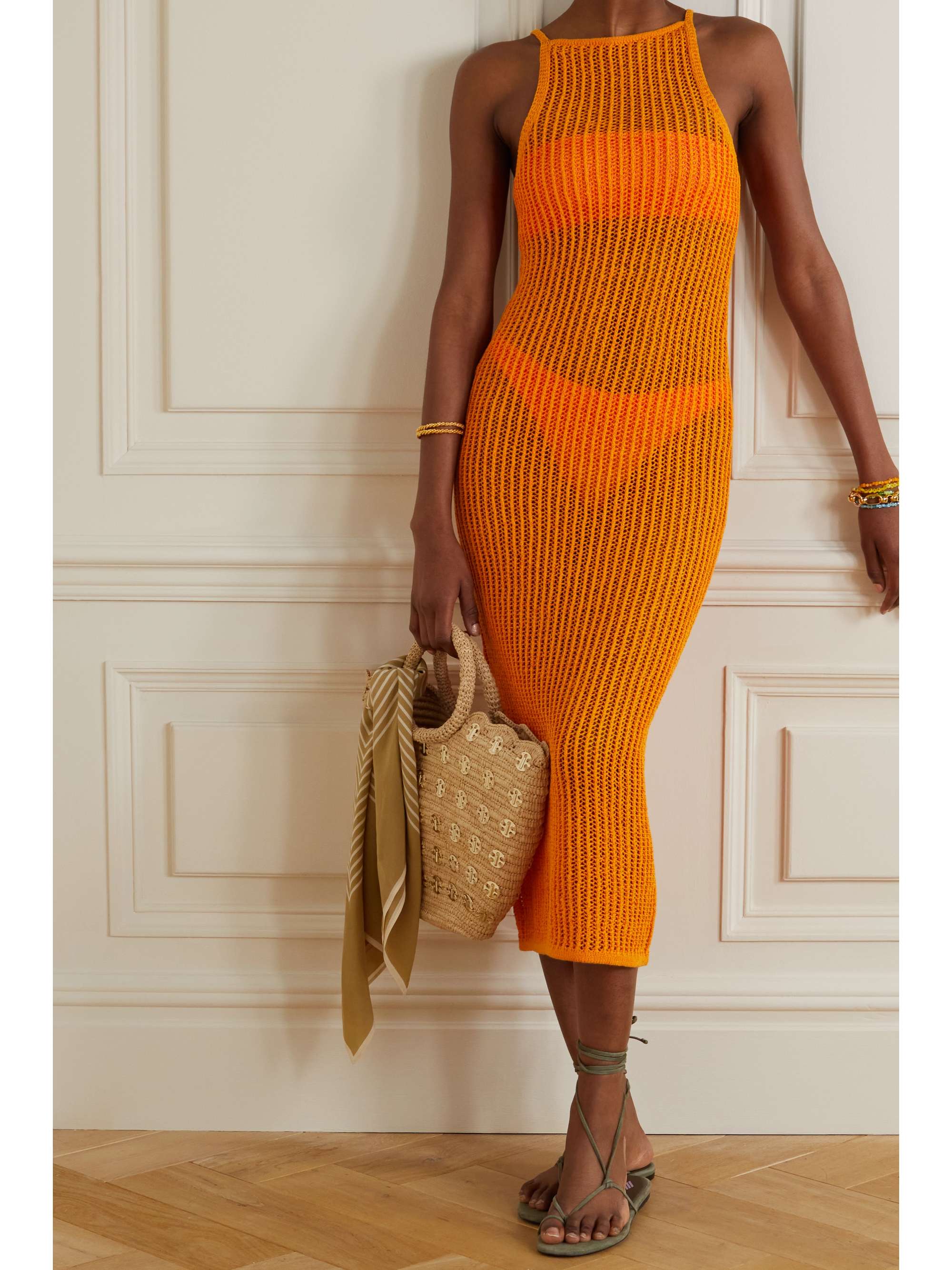 CULT GAIA Yaro crocheted cotton-blend midi dress
