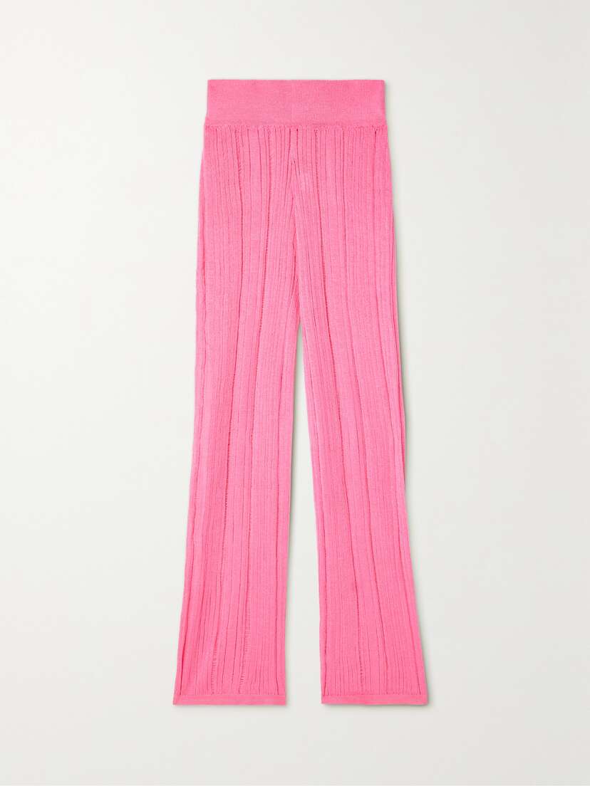 Cult Gaia Savannah Ribbed-knit Straight-leg Pants - x large