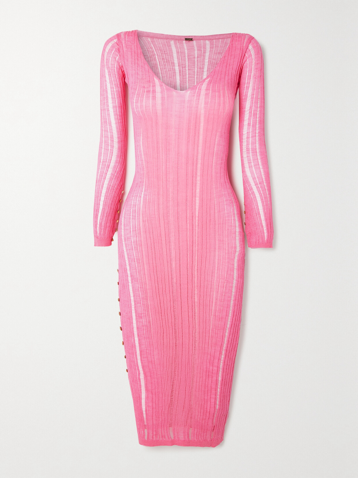 Cult Gaia Antonella Button-detailed Ribbed-knit Coverup - Pink
